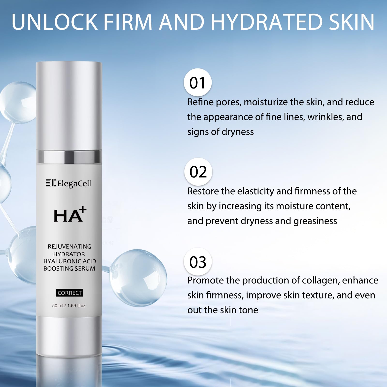 HACIRFE HA Rejuvenating Hydrator – Hyaluronic Acid Serum with Ceramides & Niacinamide