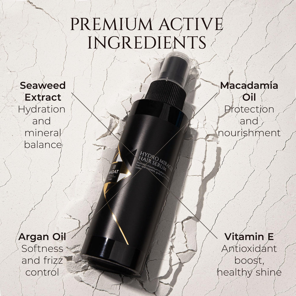 HADAT Hydro Miracle Hair Serum – Heat Protectant, Frizz Control & Shine | 3.70 fl oz | HADAT Cosmetics