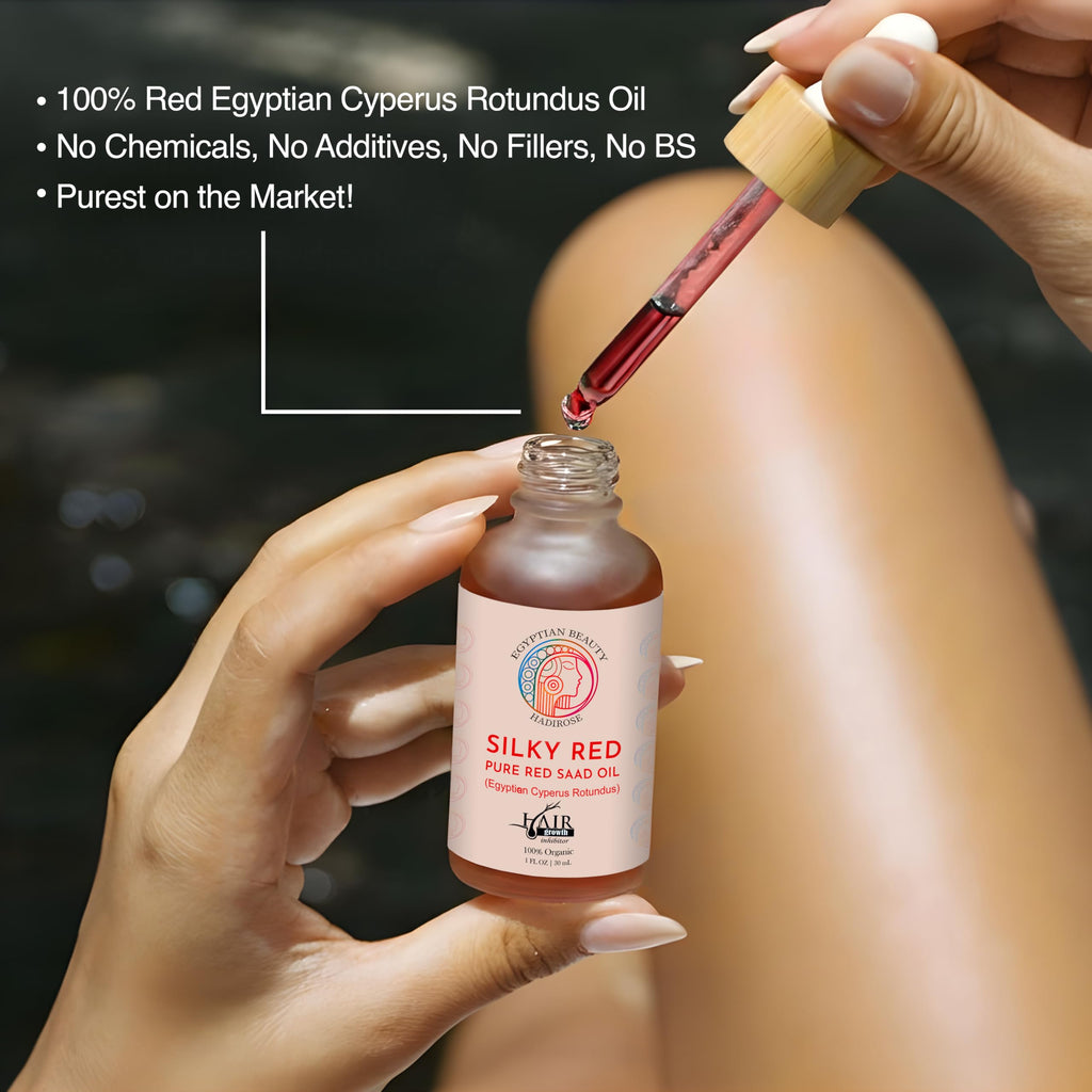 Hadirose 100% Egyptian Cyperus Rotundus Red Saad Oil – All Natural Hair Removal Oil | Made in USA