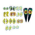 HaFLoNa Set: 3D Yellow Flower Nail Art Charms – 24pcs Acrylic Flowers