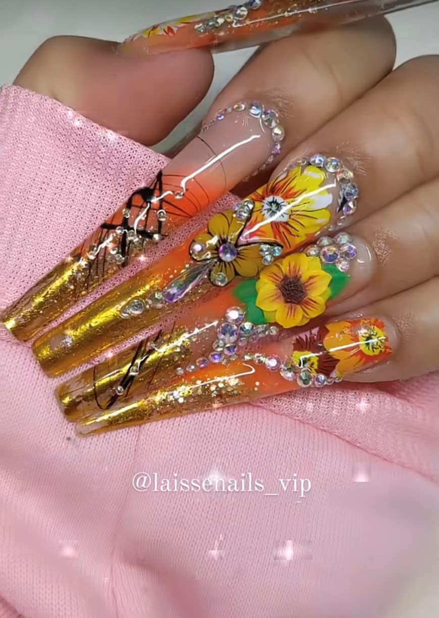 HaFLoNa Set: 3D Yellow Flower Nail Art Charms – 24pcs Acrylic Flowers