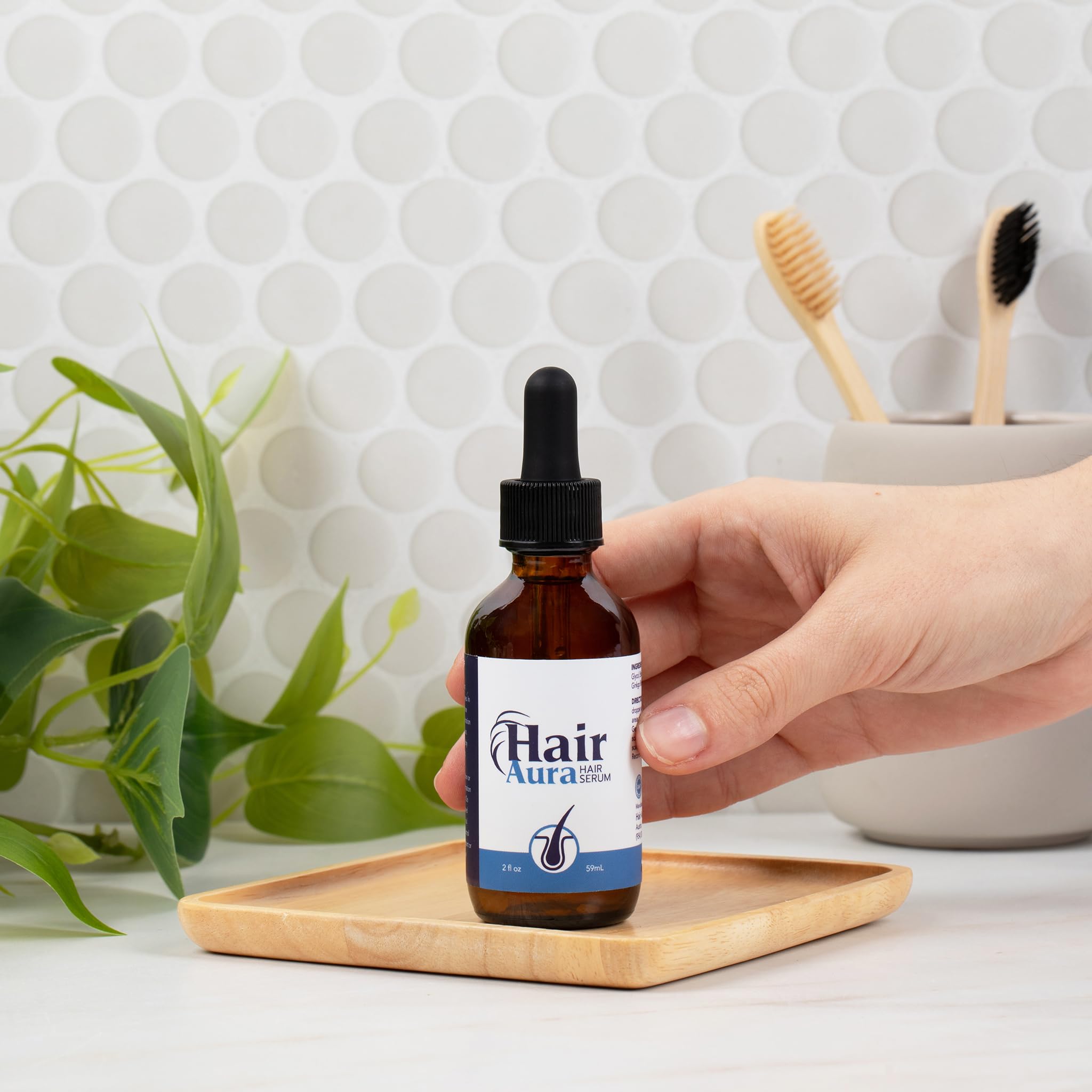 Hair Aura Topical Melatonin for Hair Loss – Biotin & Ginkgo Biloba Serum | Paraben & Gluten Free | 2oz