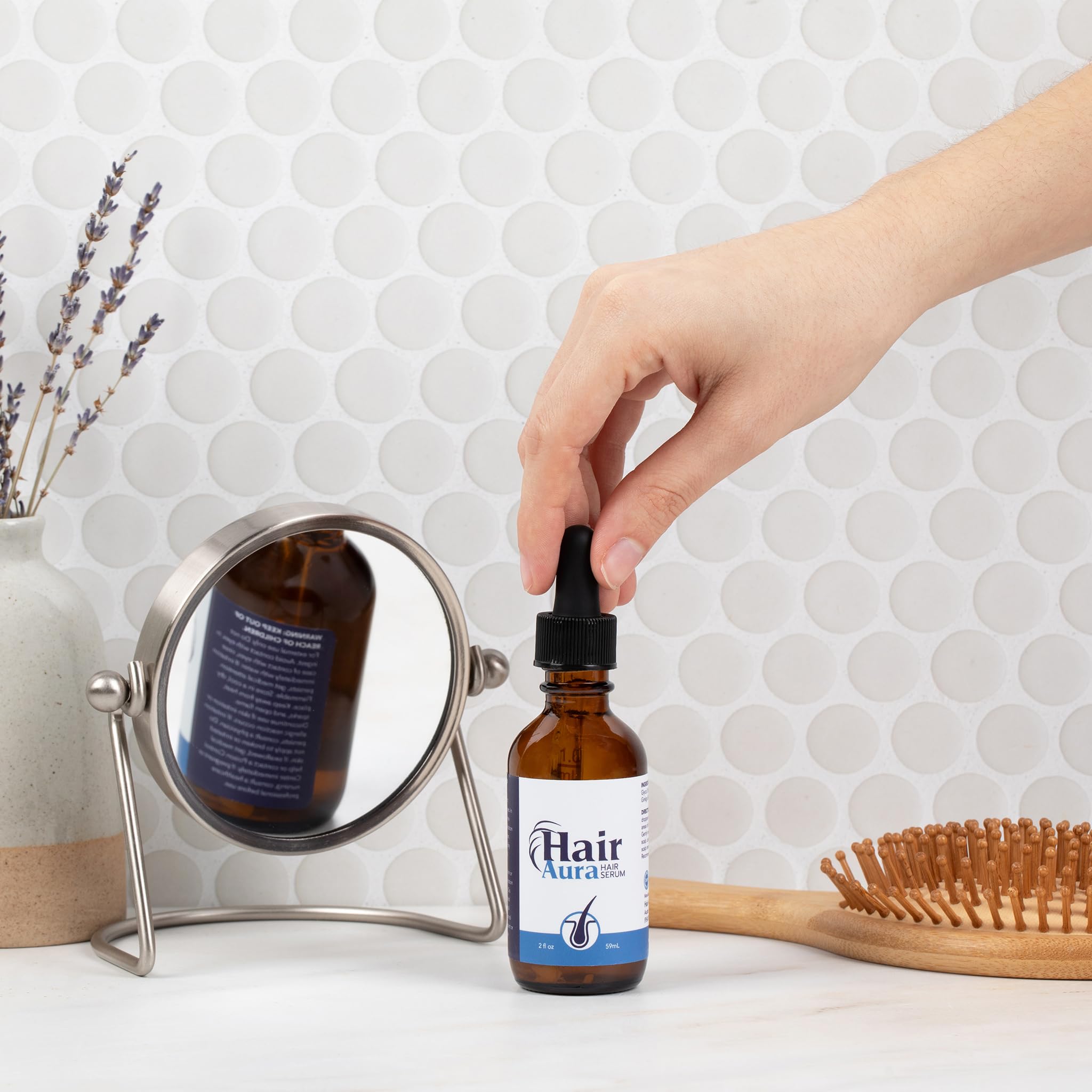 Hair Aura Topical Melatonin for Hair Loss – Biotin & Ginkgo Biloba Serum | Paraben & Gluten Free | 2oz