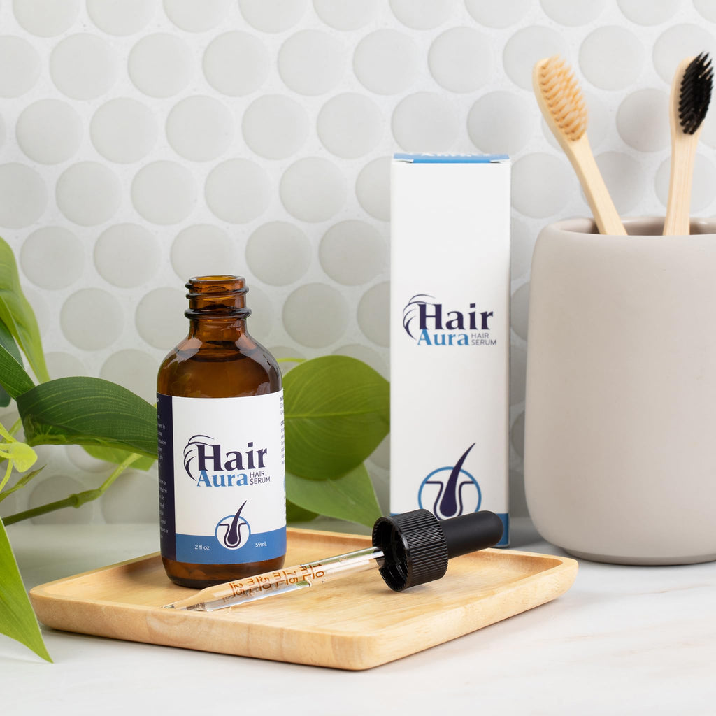 Hair Aura Topical Melatonin for Hair Loss – Biotin & Ginkgo Biloba Serum | Paraben & Gluten Free | 2oz