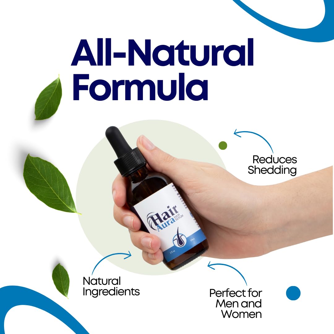 Hair Aura Topical Melatonin for Hair Loss – Biotin & Ginkgo Biloba Serum | Paraben & Gluten Free | 2oz