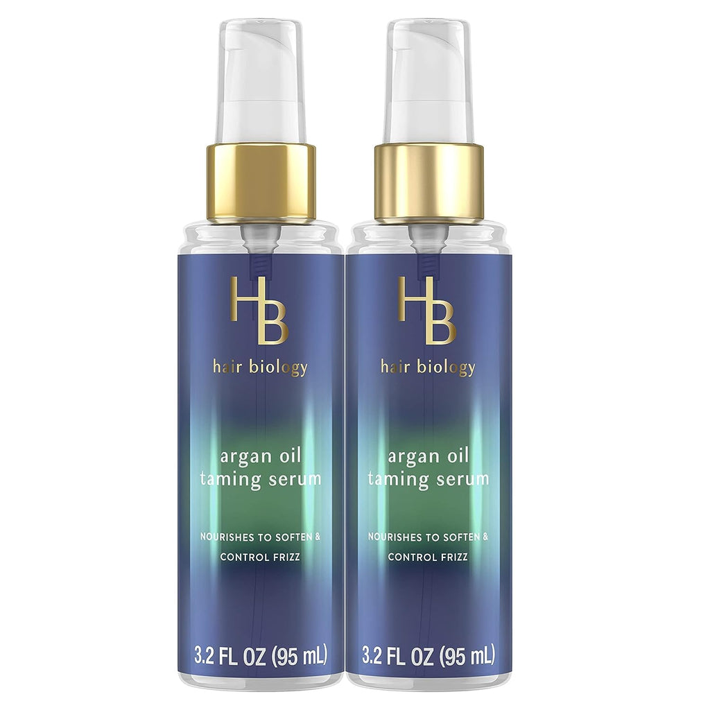 Hair Biology Argan Oil Taming Serum Twin Pack – Frizz Control, Shine & Biotin