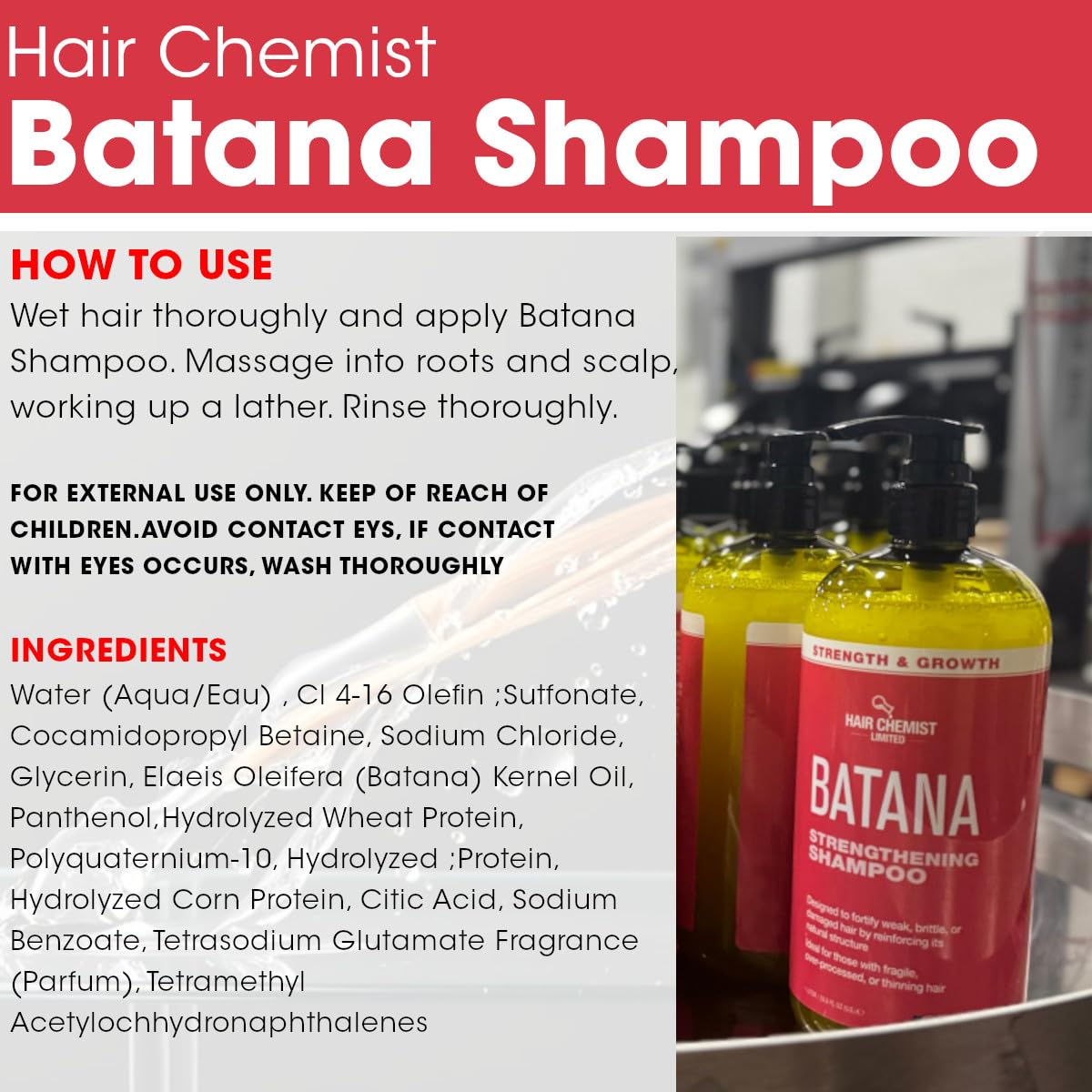 Hair Chemist Batana Strengthening Shampoo & Conditioner 33.8 oz Set | Batana Oil Hair Strength & Thickness
