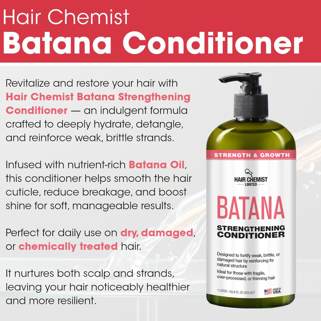 Hair Chemist Batana Strengthening Shampoo & Conditioner 33.8 oz Set | Batana Oil Hair Strength & Thickness