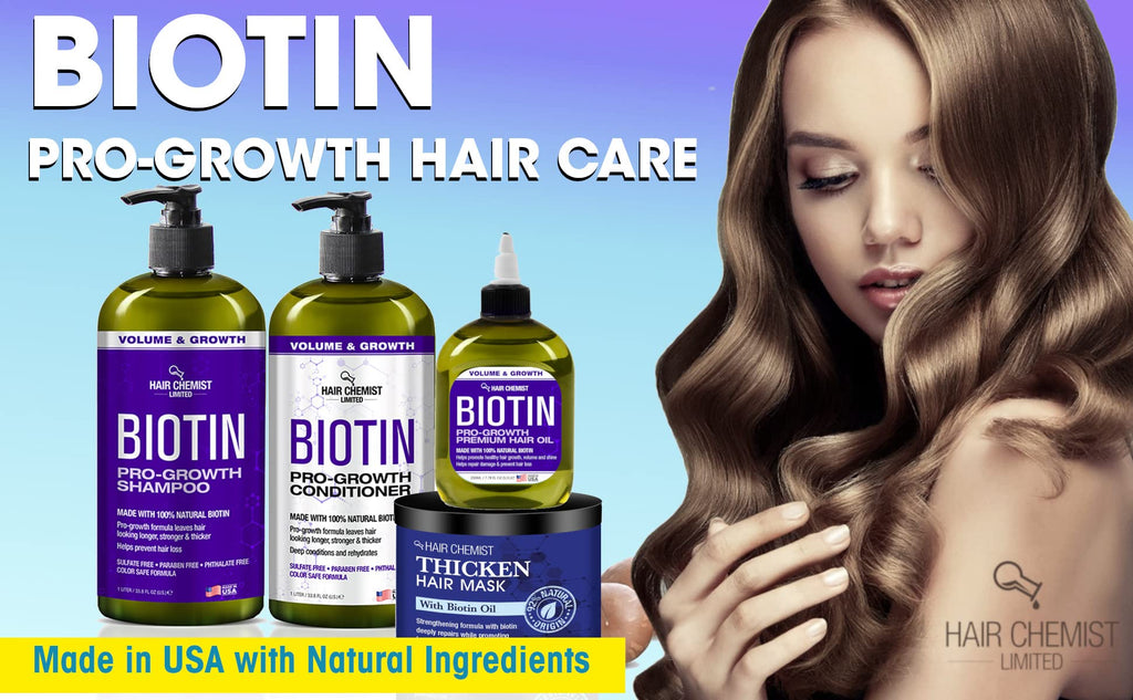 Hair Chemist Pro-Growth Shampoo & Conditioner Set with Biotin — 33.8 oz Each | Sulfate-Free & Color-Safe