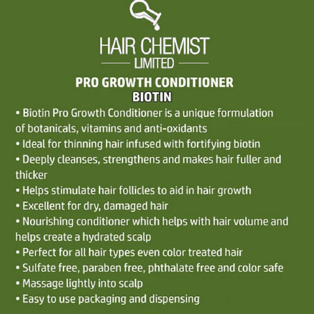 Hair Chemist Pro-Growth Shampoo & Conditioner Set with Biotin — 33.8 oz Each | Sulfate-Free & Color-Safe