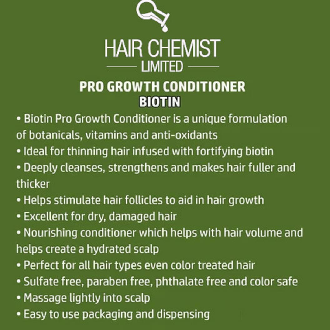 Hair Chemist Pro-Growth Shampoo & Conditioner Set with Biotin — 33.8 oz Each | Sulfate-Free & Color-Safe