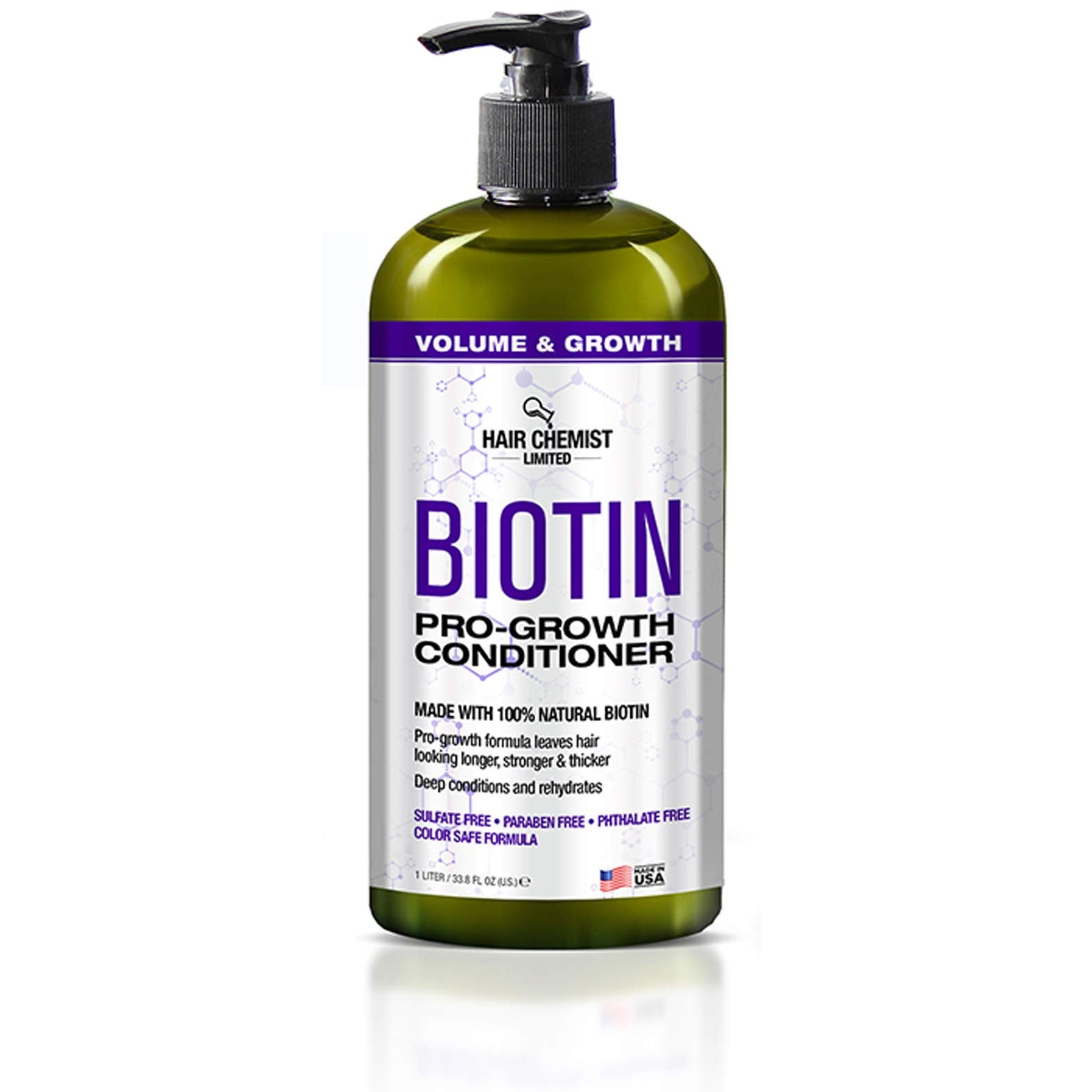 Hair Chemist Pro-Growth Shampoo & Conditioner Set with Biotin — 33.8 oz Each | Sulfate-Free & Color-Safe