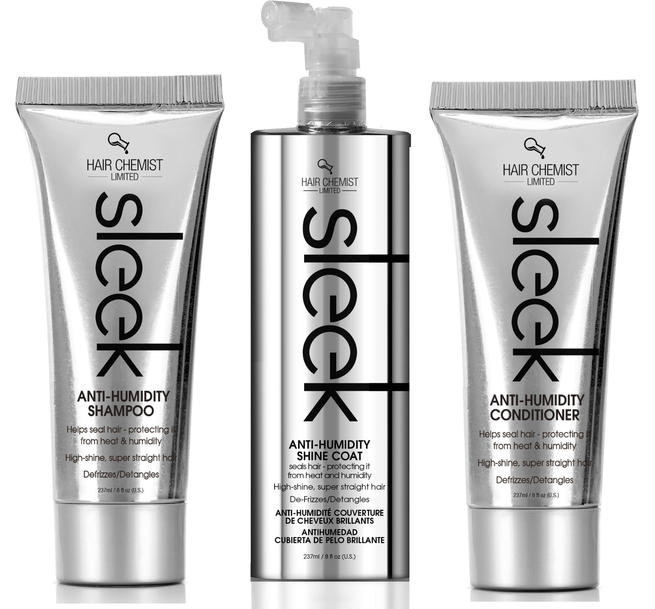 Hair Chemist Sleek Anti-Humidity 3-Piece Set: Shampoo, Conditioner & Shine Coat