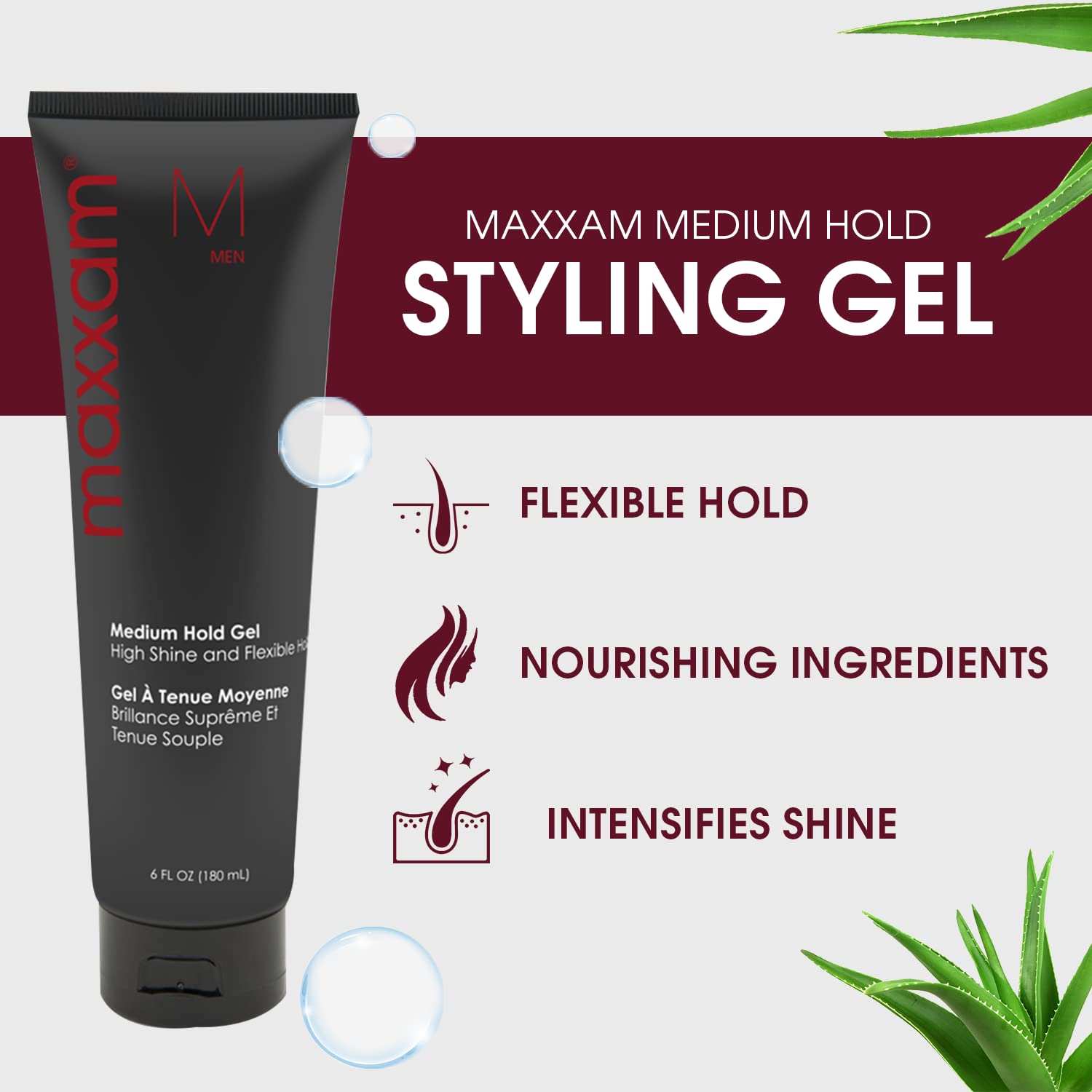 HAIR CLUB Maxxam Flexible Medium Hold Gel – All Day Non-Flaking Styling for Men 6 oz