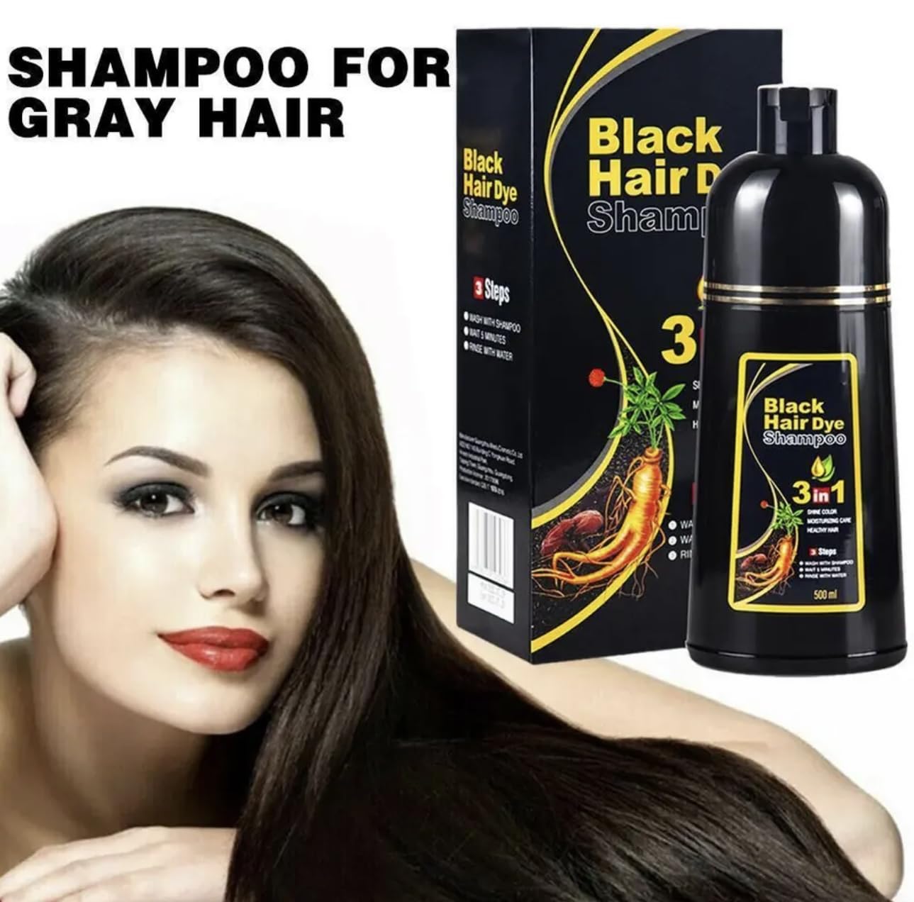 Hair Dye Color Shampoo – 7 Colors, 500mL Each (Dark Wine Red) | 3-in-1 Color, Nourishment & Scalp Care