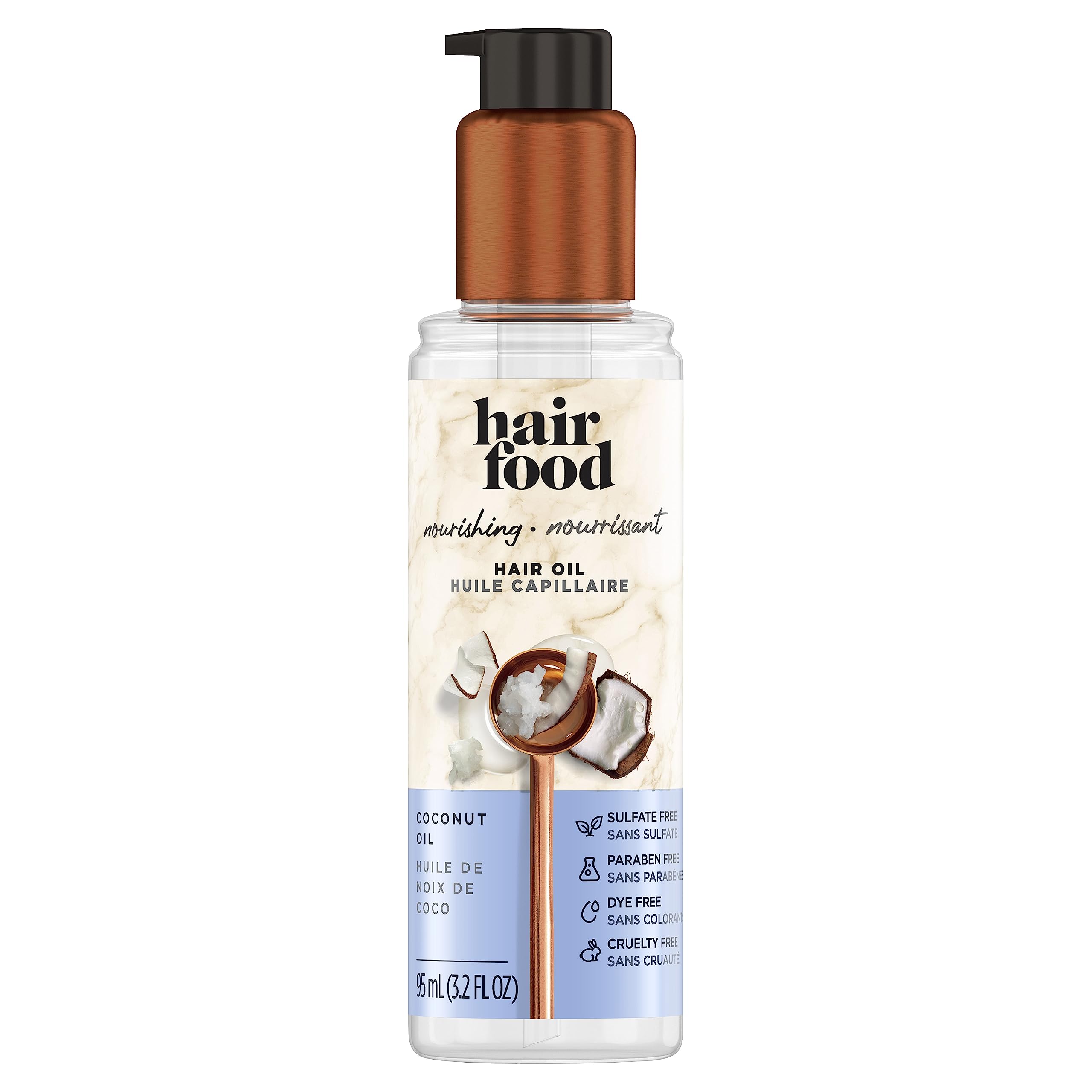 Hair Food Coconut Sulfate Free Hair Oil – Dye Free, Smoothing & Nourishing Treatment, 3.2 fl oz