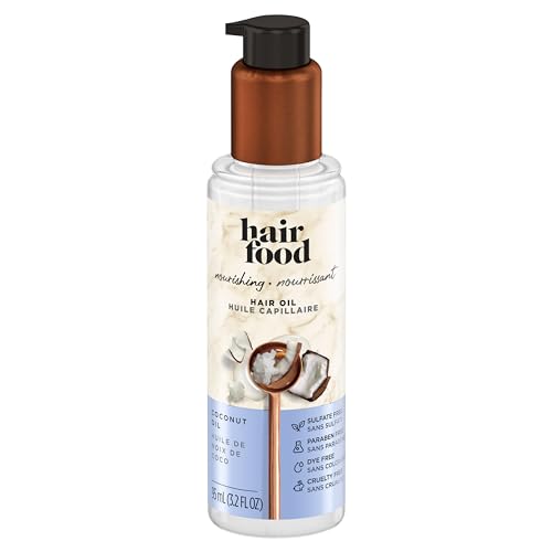 Hair Food Coconut Sulfate Free Hair Oil – Dye Free, Smoothing & Nourishing Treatment, 3.2 fl oz