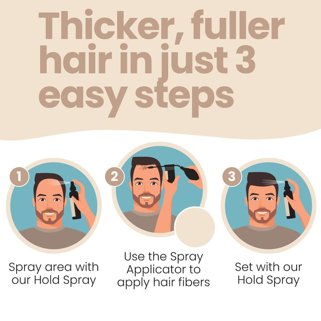Hair Illusion Combo Kit – Hold Spray, 38g Fiber Bottle & Hairline Optimizer (Black)