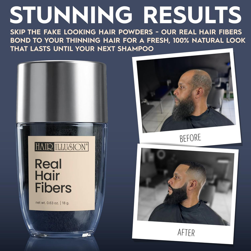 Hair Illusion Black Real Hair Fibers for Thinning Hair – 18g