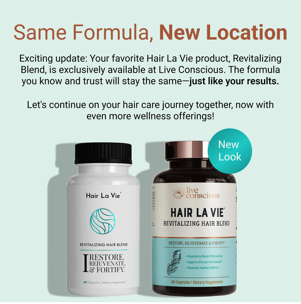 Hair La Vie Live Conscious Revitalizing Blend Hair Vitamins – 2-Pack with Biotin, Collagen & Saw Palmetto
