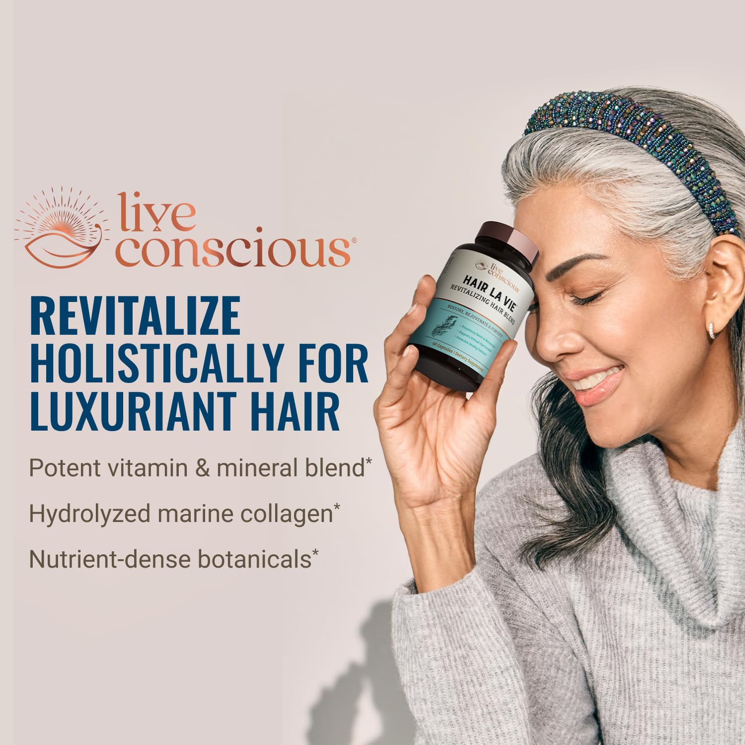 Hair La Vie Live Conscious Revitalizing Blend Hair Vitamins – 2-Pack with Biotin, Collagen & Saw Palmetto