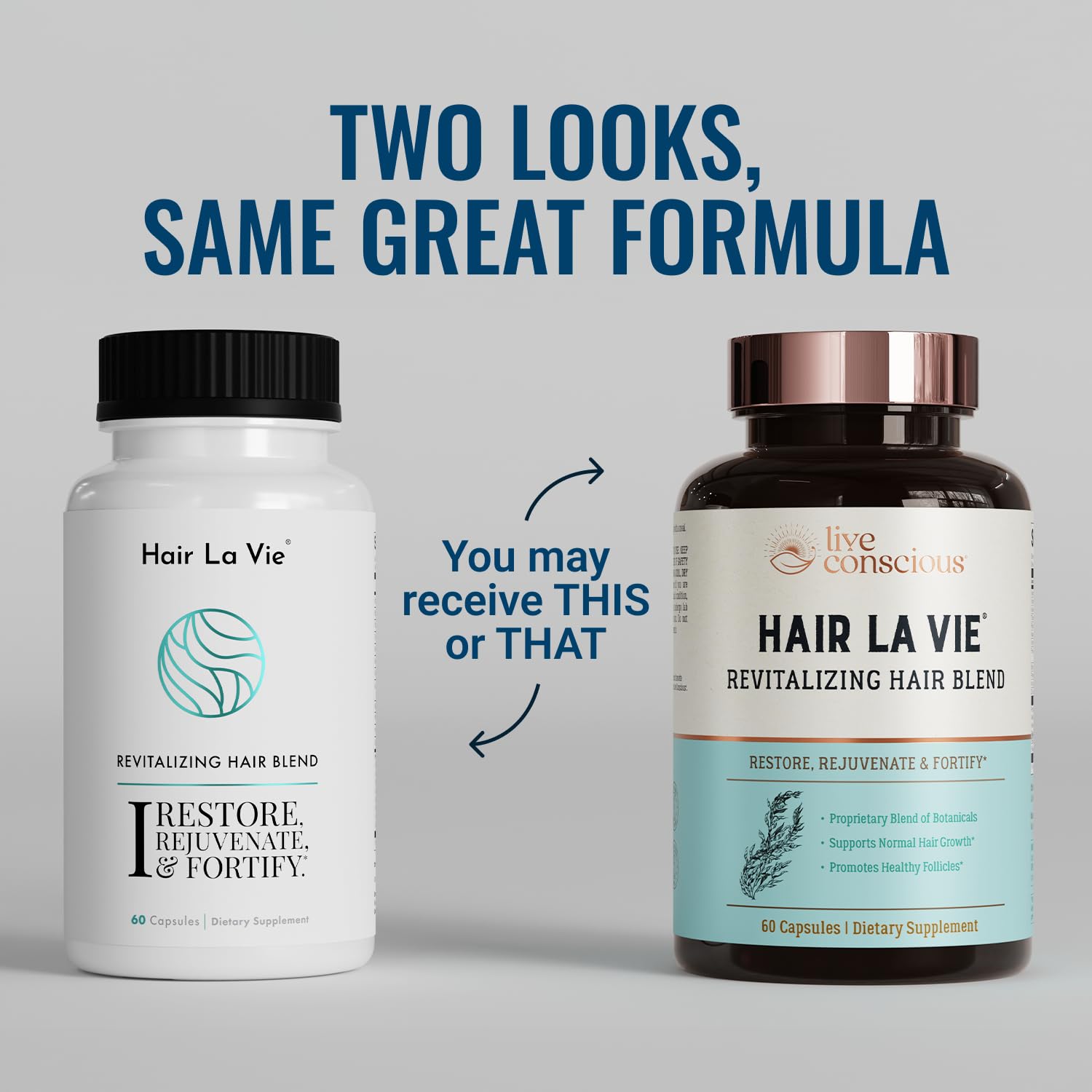 Hair La Vie Live Conscious Revitalizing Blend Hair Vitamins – 2-Pack with Biotin, Collagen & Saw Palmetto