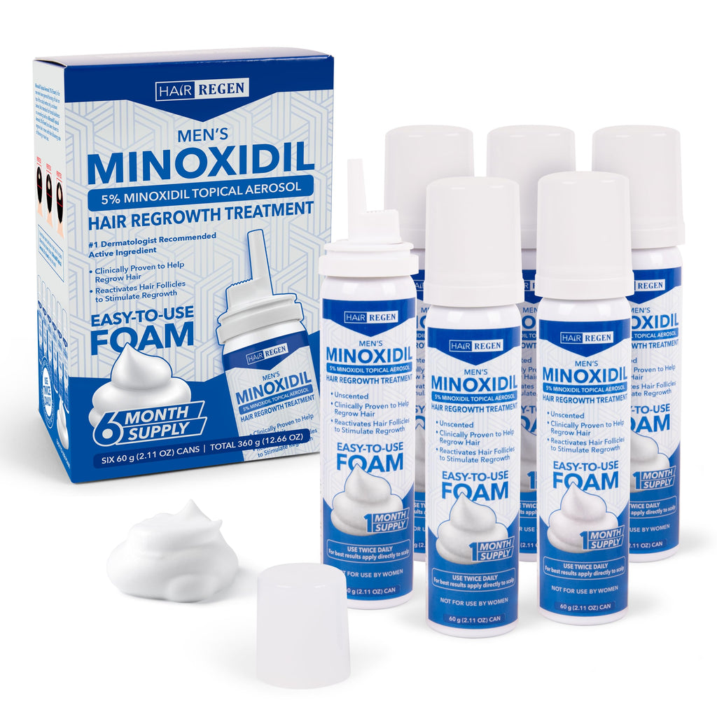 Hair Regen Minoxidil Foam 5% for Men – 6 Pack (6 Months)