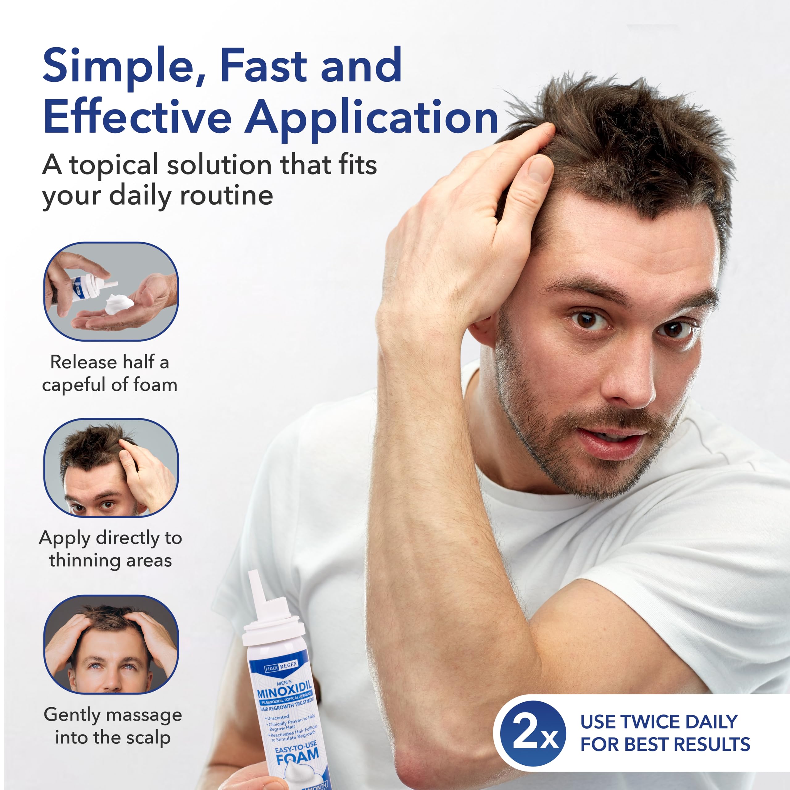 Hair Regen Minoxidil Foam 5% for Men – 6 Pack (6 Months)