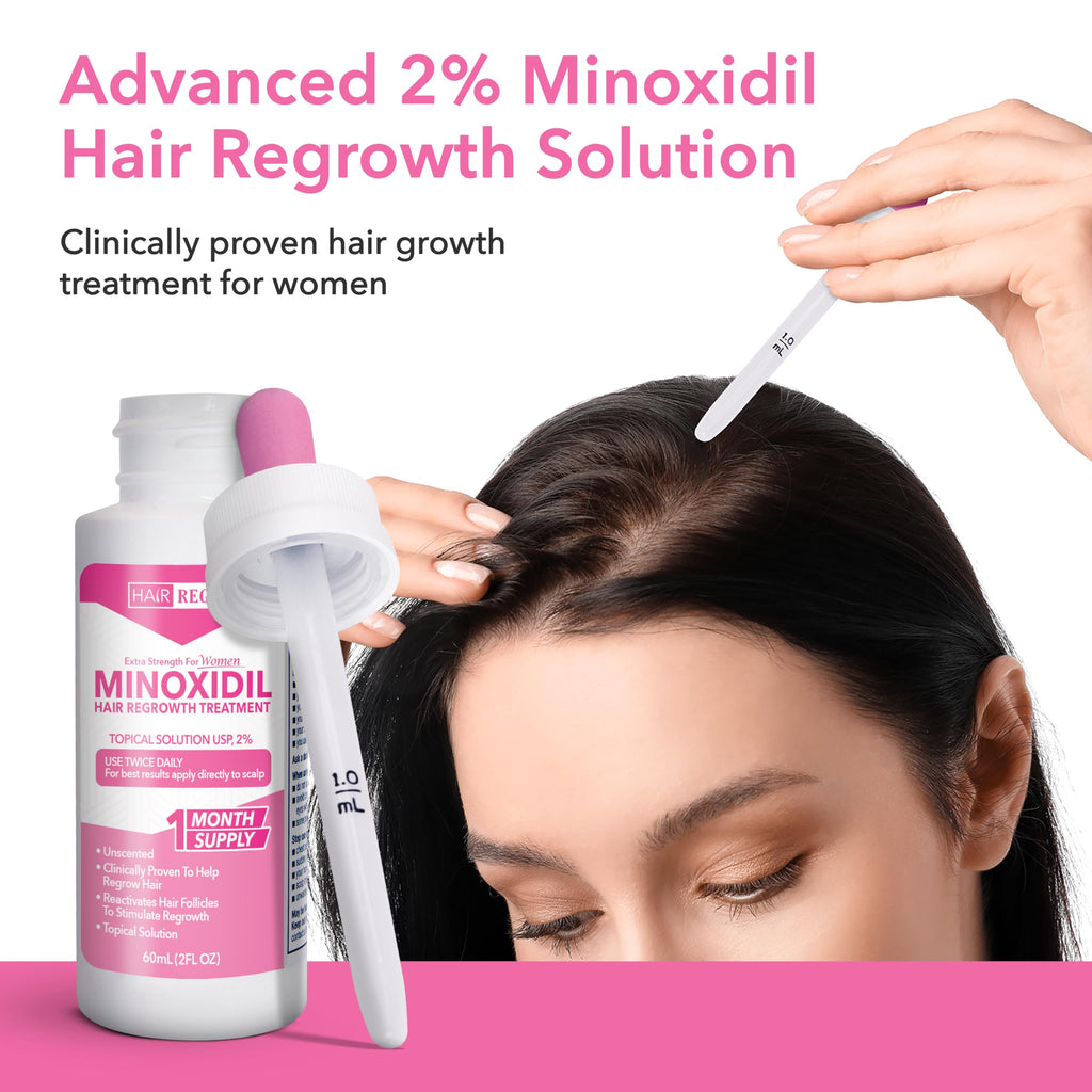 Hair Regen 2% Minoxidil for Women – Extra Strength Topical Solution (6 Pack)