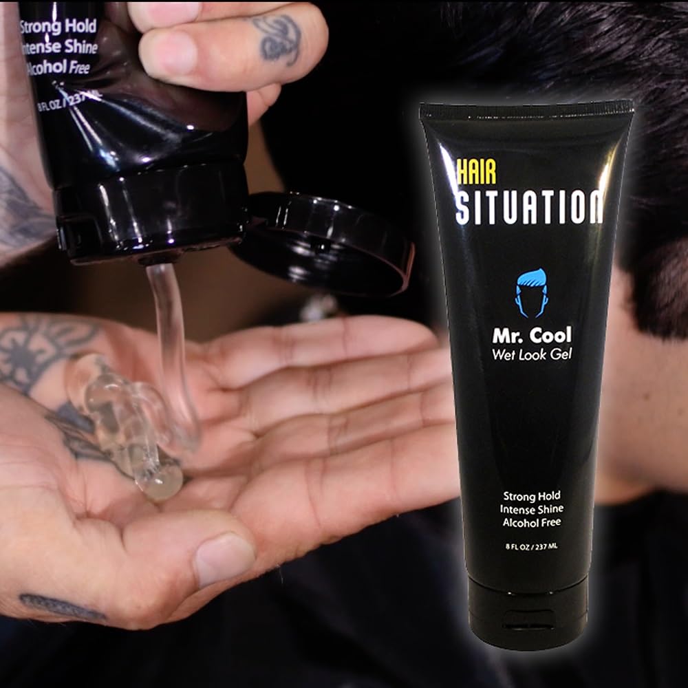 Hair Situation Mr. Cool Wet Look Gel – Strong Hold, High Shine, Alcohol-Free