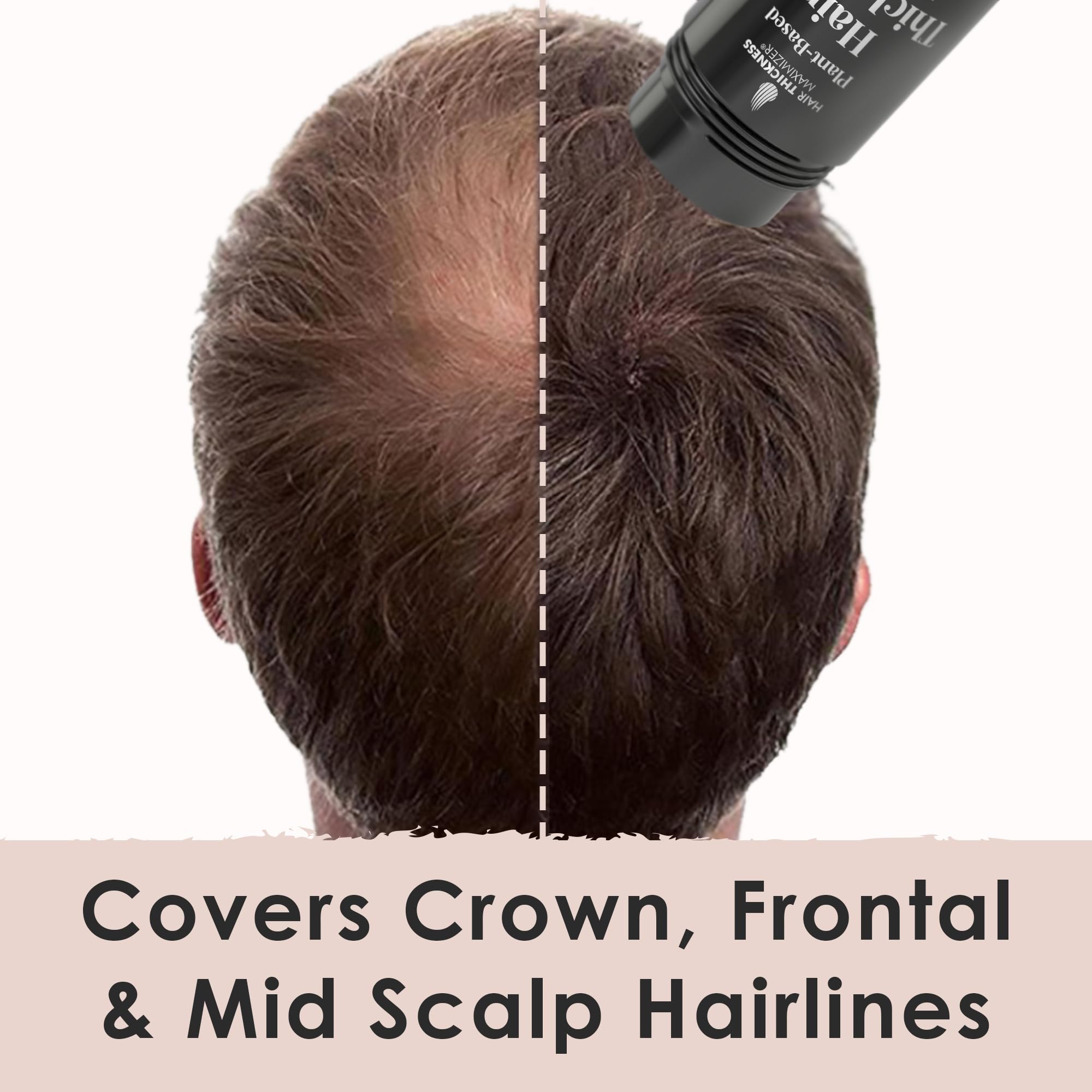 Hair Fibers for Thinning Hair – Hair Thickness Maximizer – Plant-Based, Non-Itchy, Easy Washout (Black)