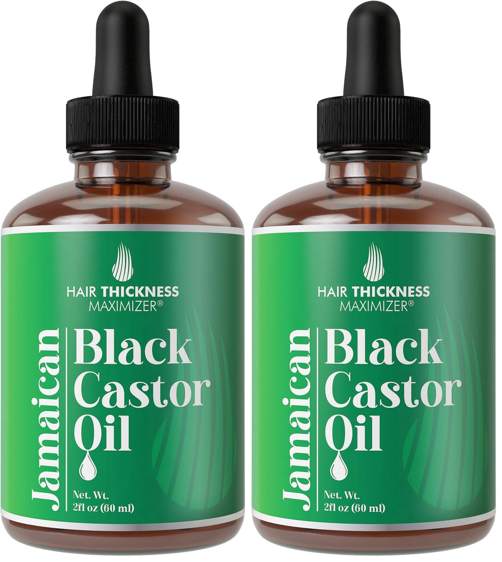 Hair Thickness Maximizer Jamaican Black Castor Oil for Hair Growth – Vegan & Unscented 2oz Serum (Pack of 2)
