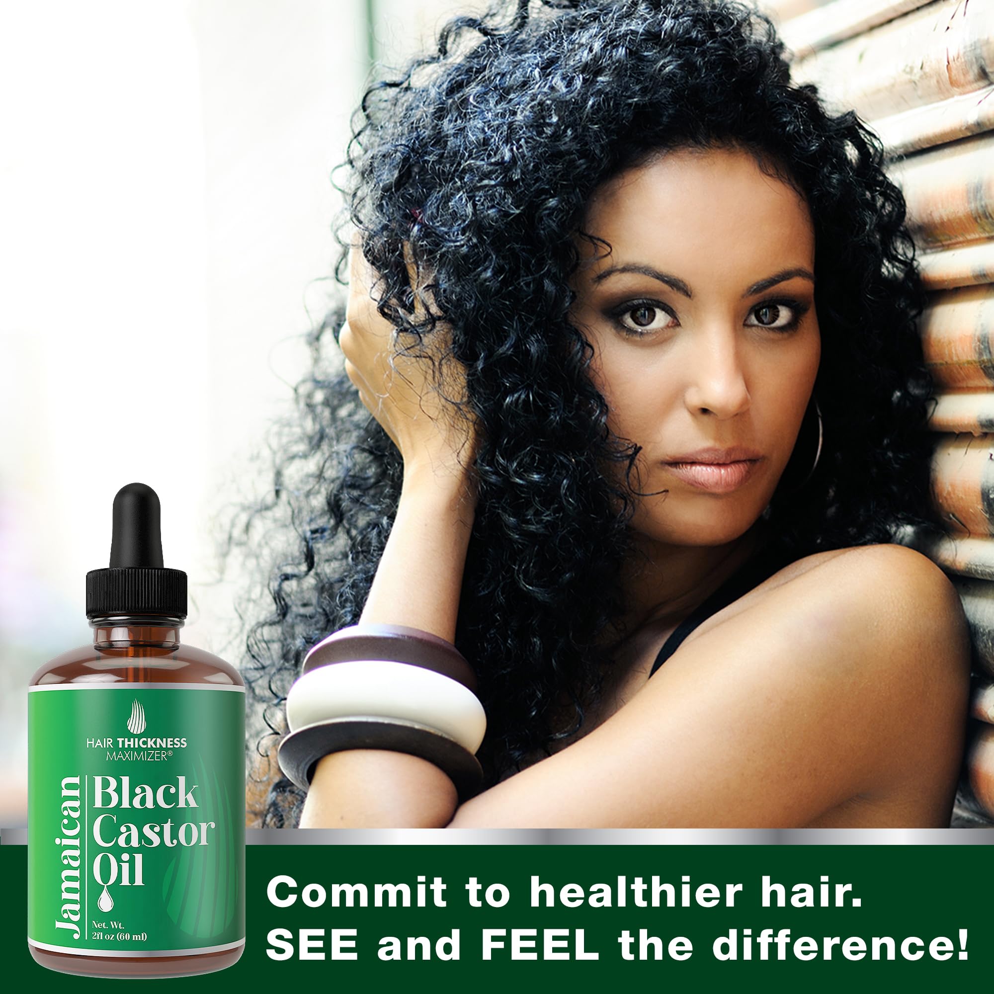 Hair Thickness Maximizer Jamaican Black Castor Oil for Hair Growth – Vegan & Unscented 2oz Serum (Pack of 2)