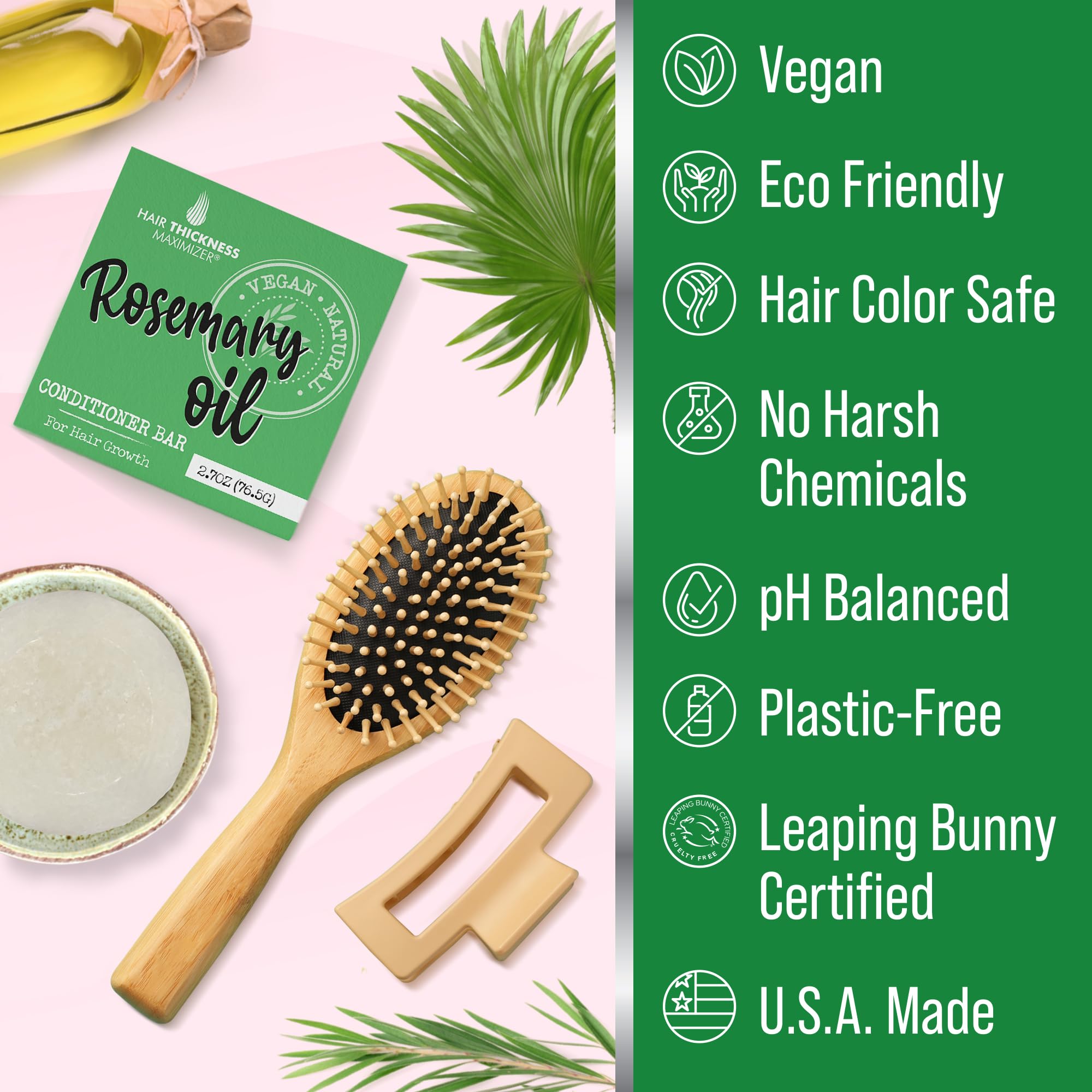 Hair Thickness Maximizer Rosemary Oil Conditioner Bar – Eco-Friendly, Vegan, Plastic-Free