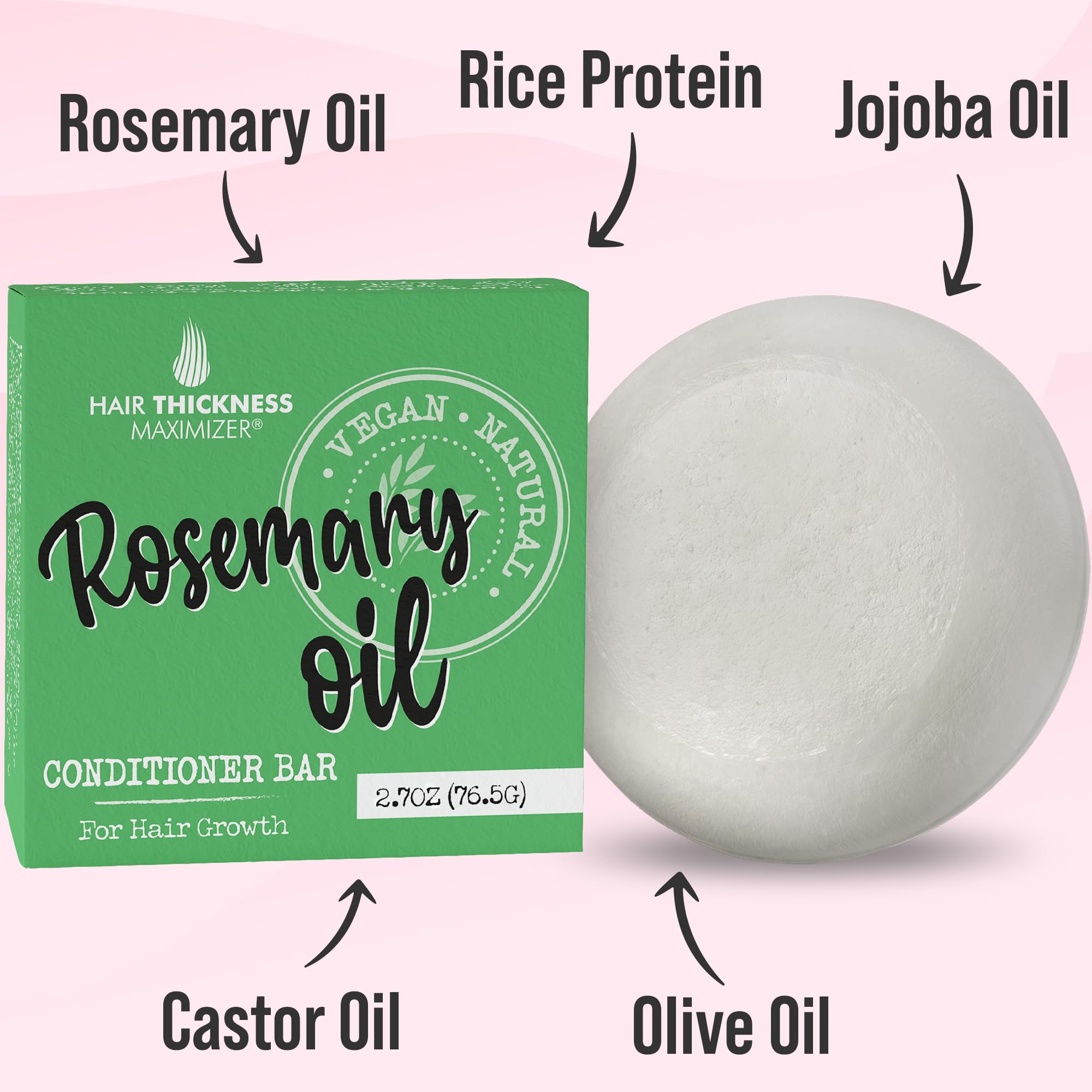 Hair Thickness Maximizer Rosemary Oil Conditioner Bar – Eco-Friendly, Vegan, Plastic-Free