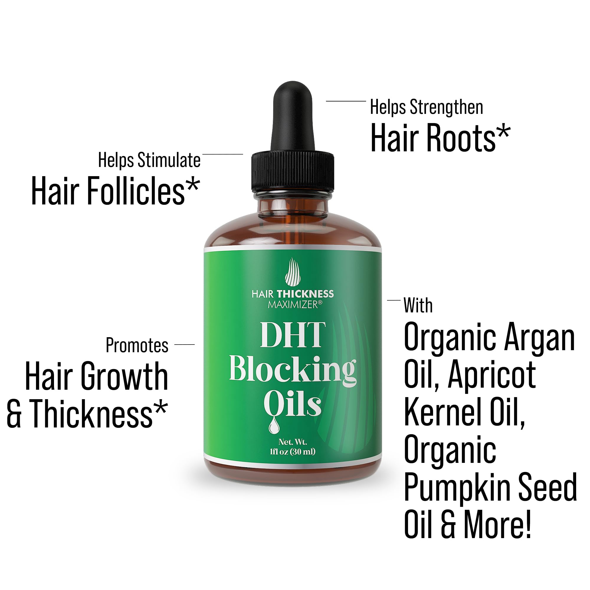 Hair Thickness Maximizer DHT Blocker Serum – Vegan & Unscented, 1oz