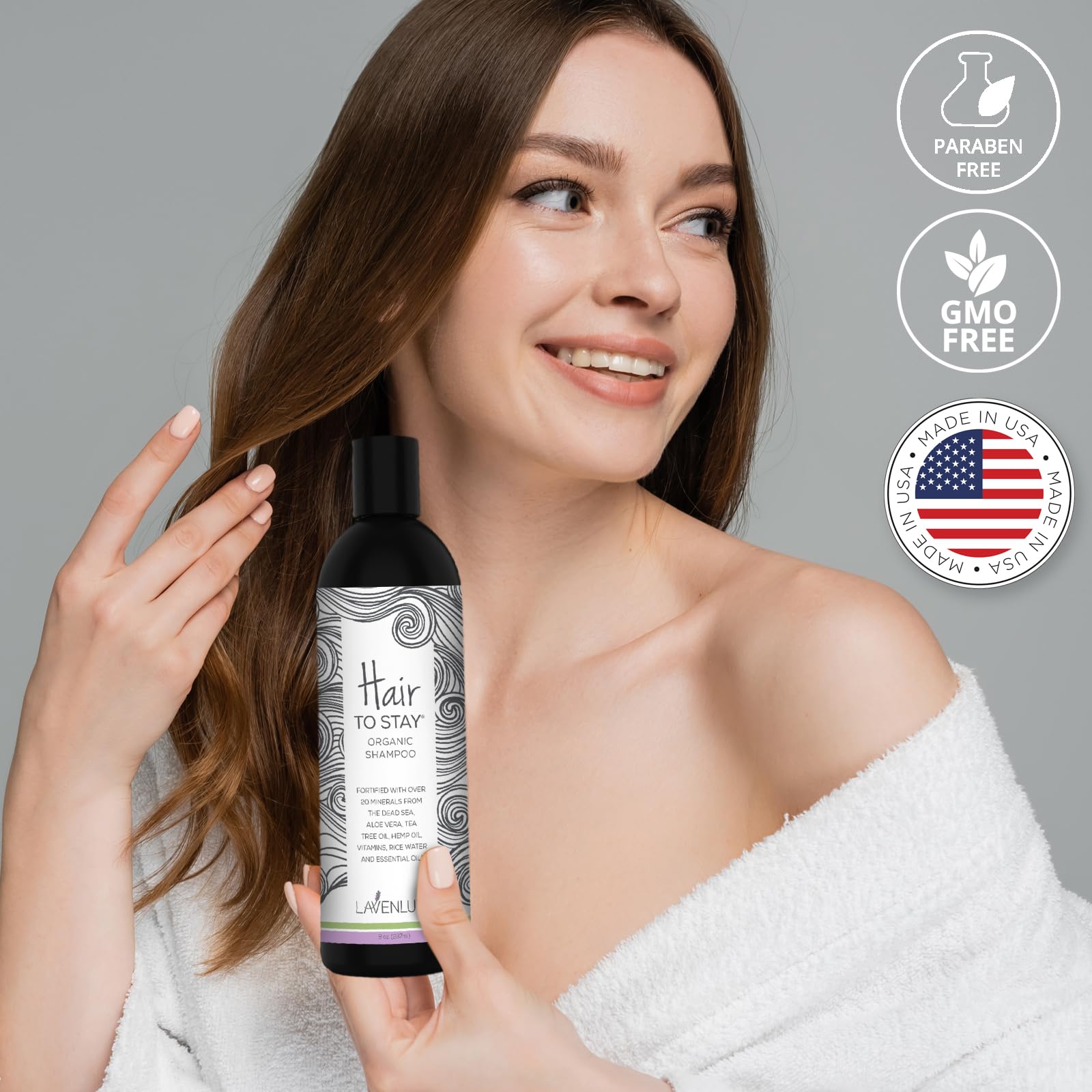 Hair to Stay Hair Growth Shampoo 16oz – Thinning Hair, Keratin & Rice Water, SLS-Free