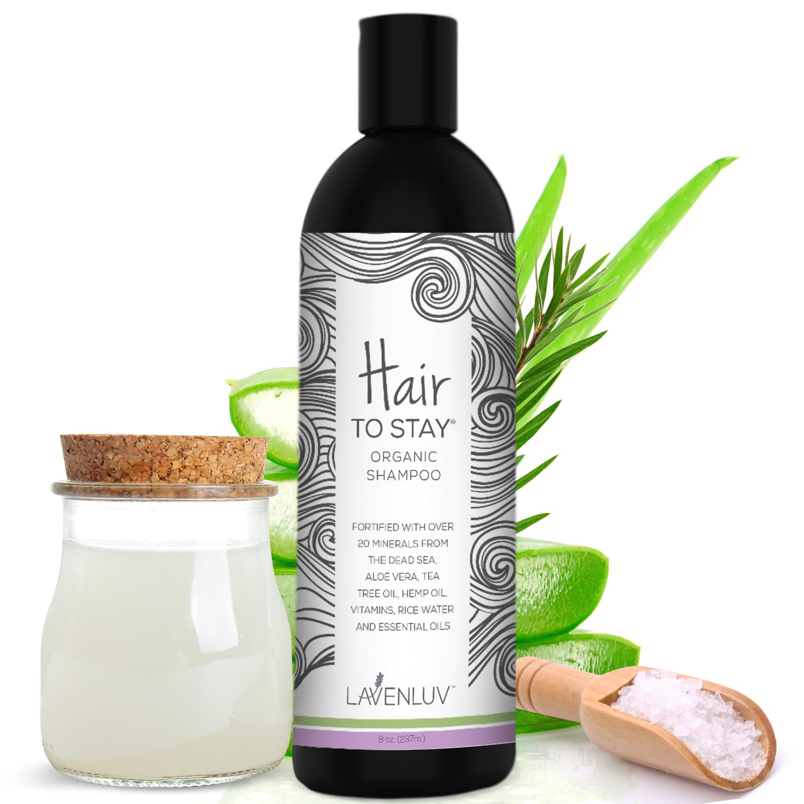 Hair to Stay Hair Growth Shampoo 16oz – Thinning Hair, Keratin & Rice Water, SLS-Free