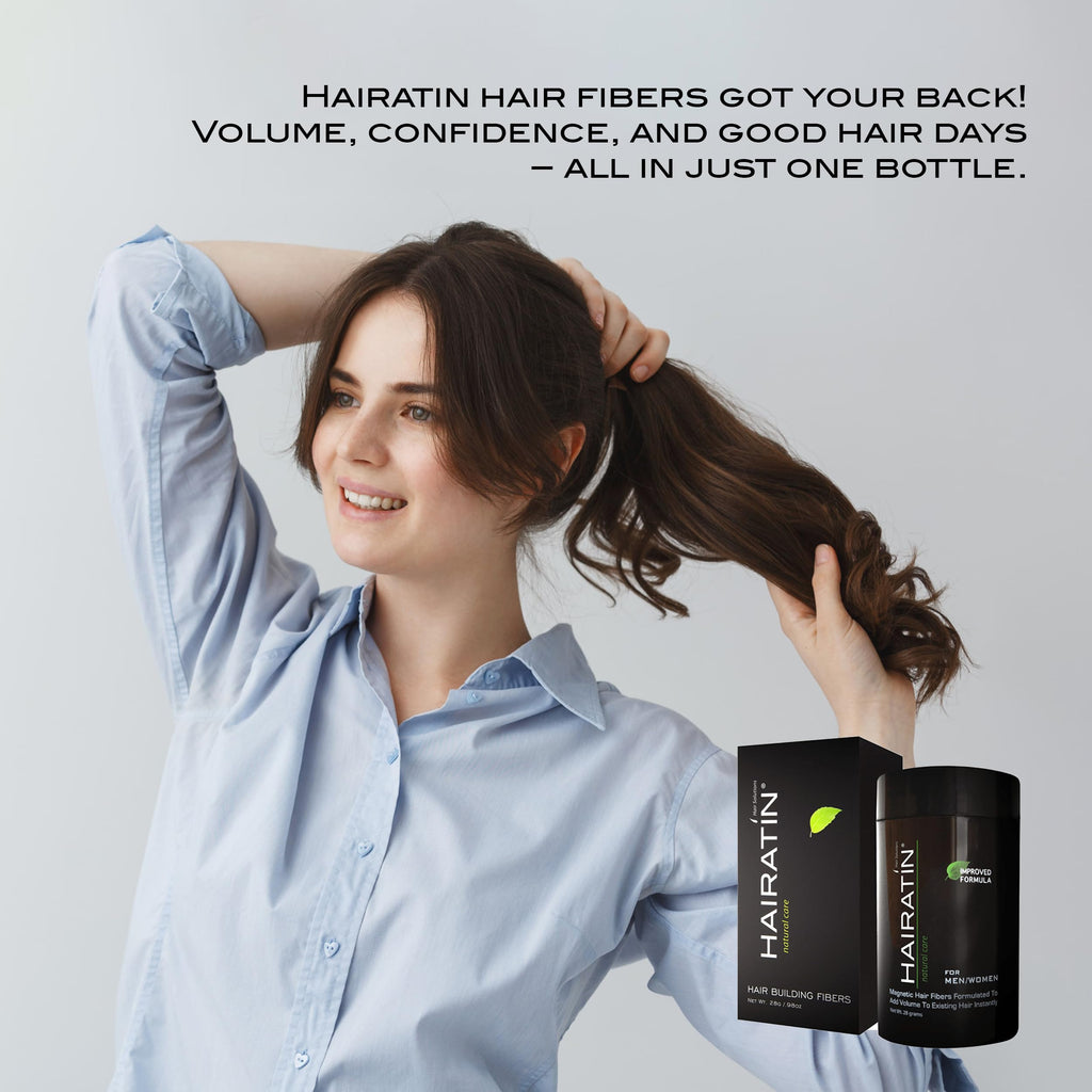 HAIRATIN Building Fibers for Thinning Hair – Medium Brown, 28G | Instant Fuller Look
