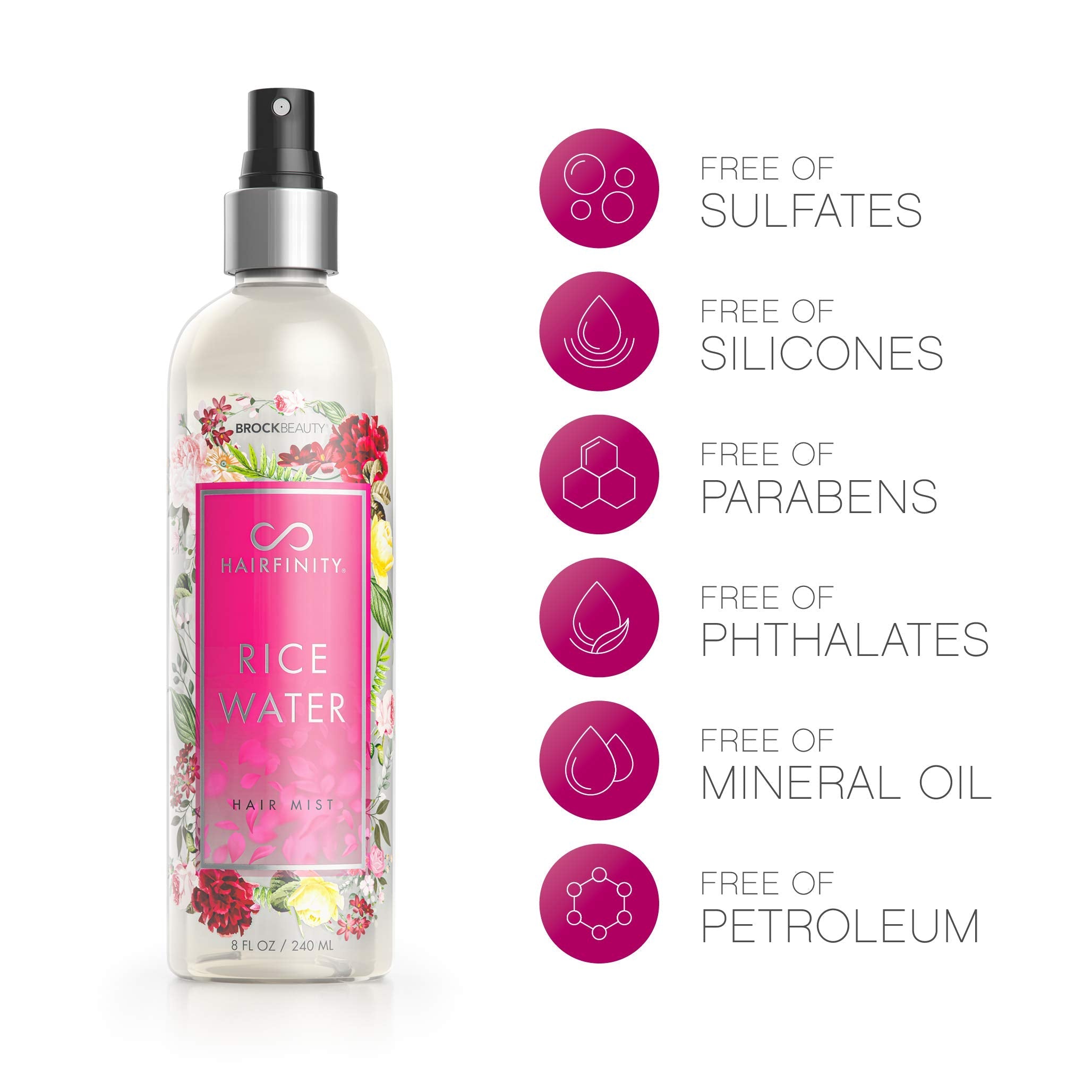 Hairfinity Rice Water Hair Mist — Silicone & Sulfate Free, Color-Safe 8oz