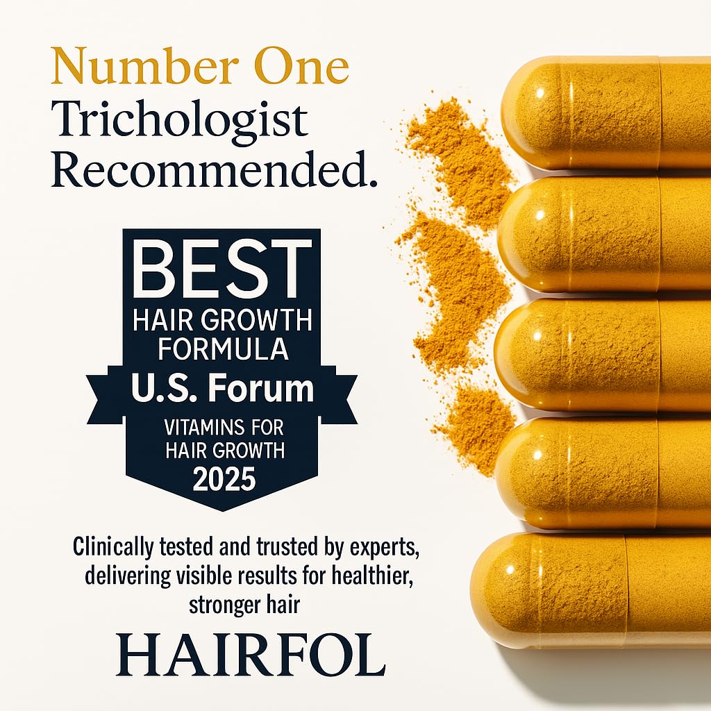 Hairfol Men's Hair Growth Supplement – Thicker Hair, Fuller Scalp Coverage – 1 Month Supply