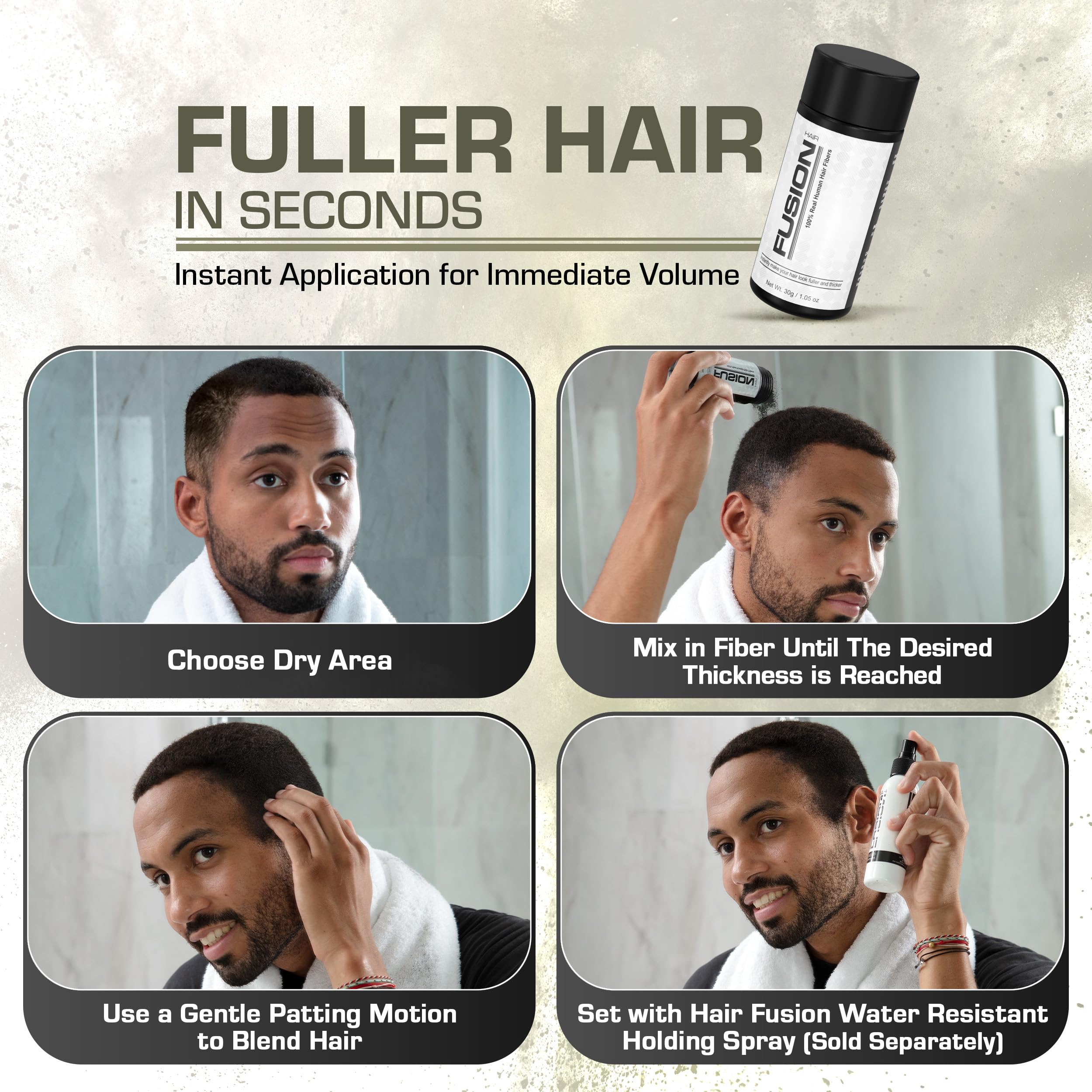 HAIRFUSION Hair Fibers for Thinning Hair - Real Human Hair, Auburn (0.42 oz) - Root Touch Up & Volumizer
