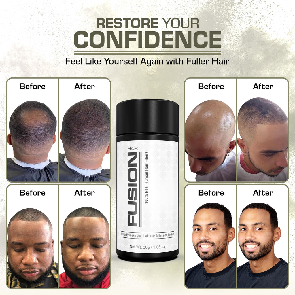 HAIRFUSION Hair Fibers for Thinning Hair - Real Human Hair, Auburn (0.42 oz) - Root Touch Up & Volumizer