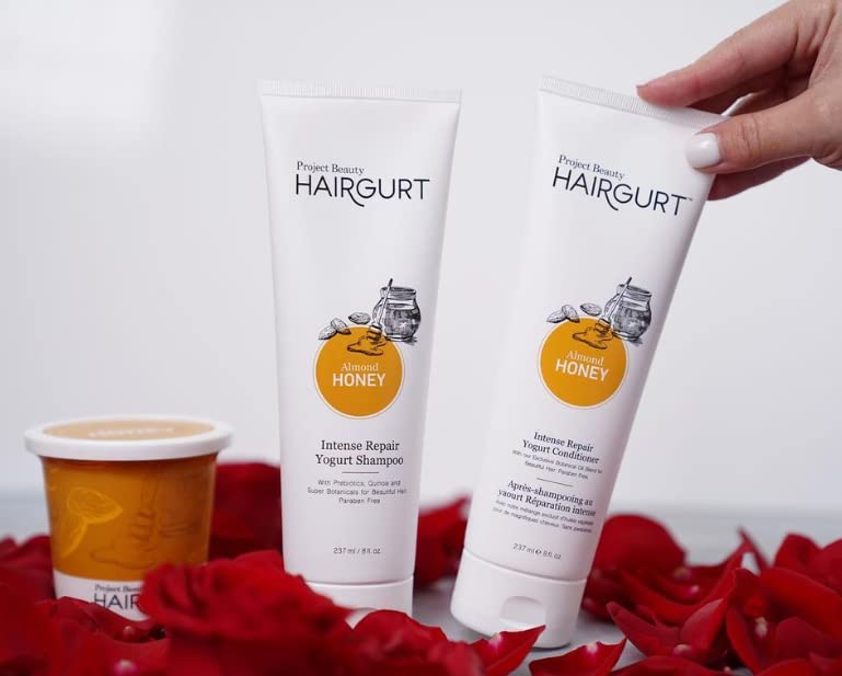 Hairgurt Intense Repair Almond-Honey Conditioner Set — Shampoo, Conditioner & Hair Mask for Dry, Damaged, Frizzy Hair (8 fl oz)