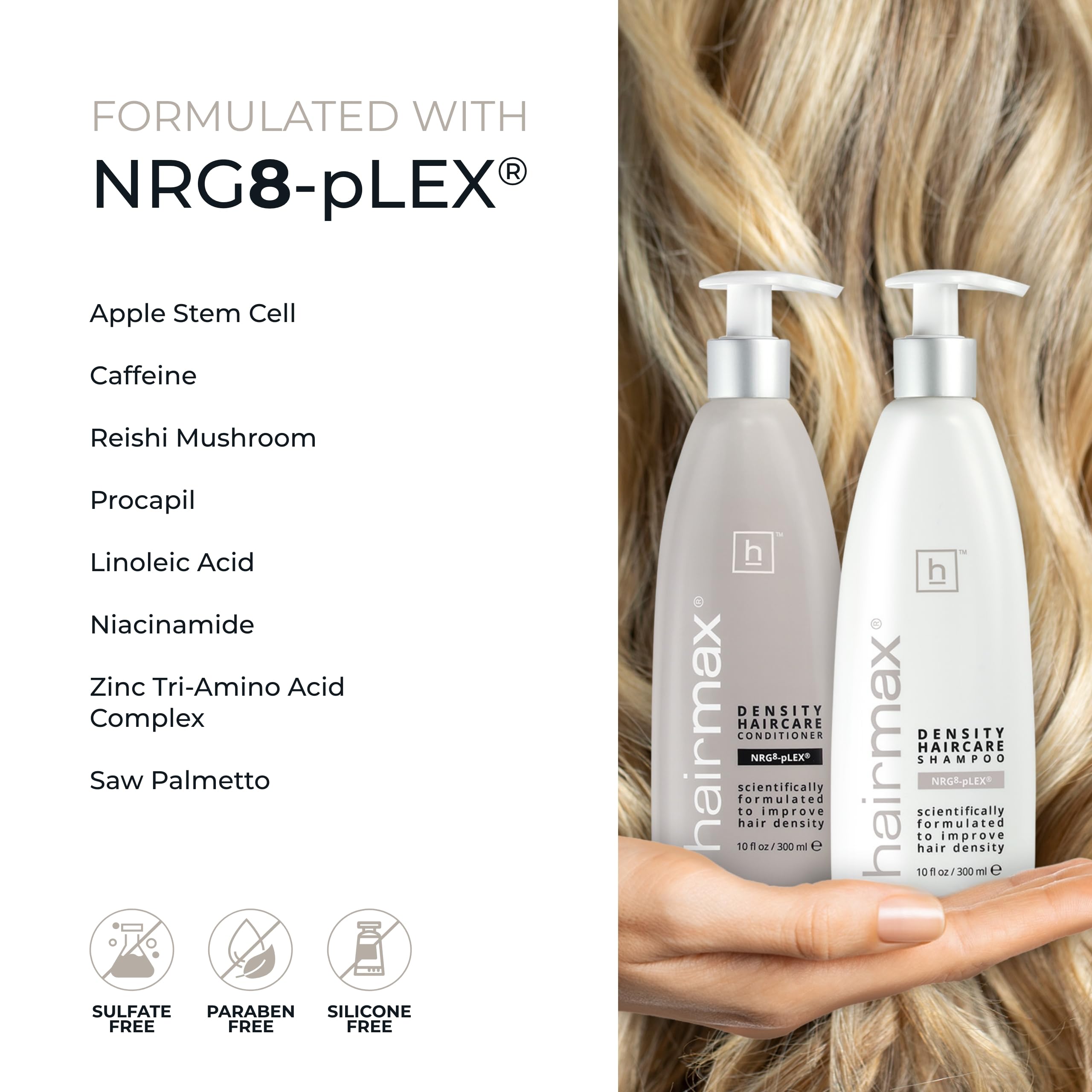 Hairmax Density Haircare Set: Shampoo, Conditioner & Booster for Thinning Hair