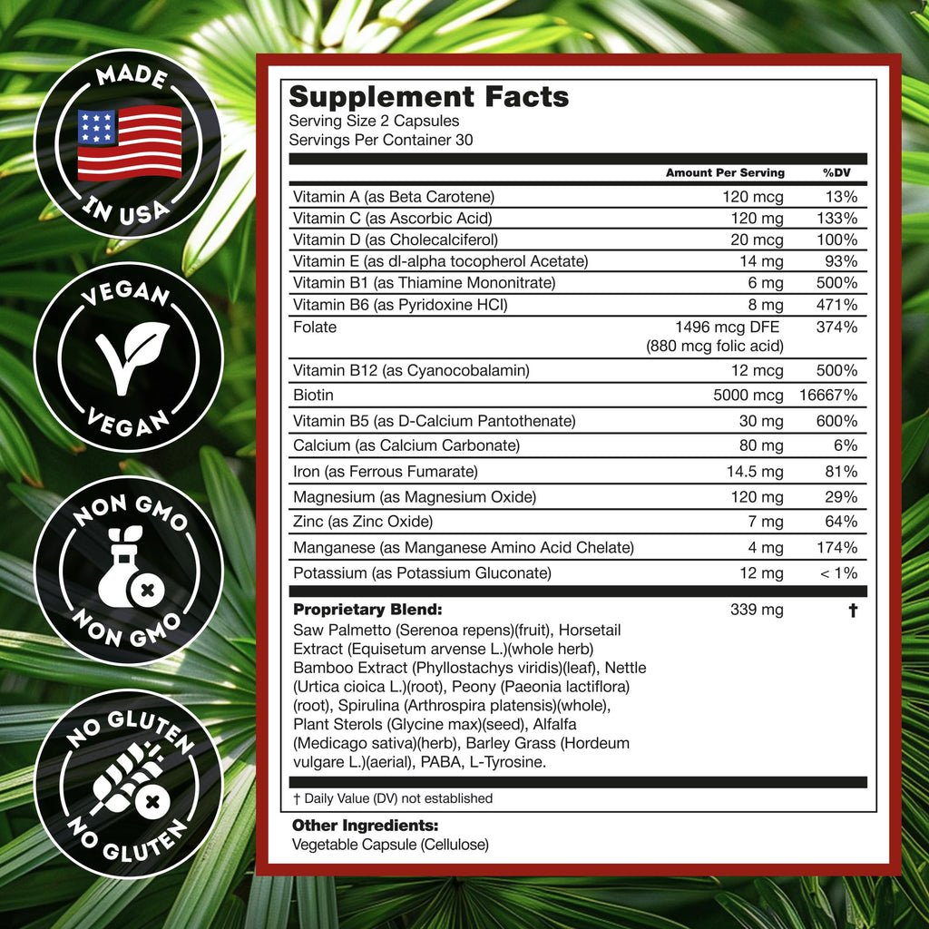 DHT Blocker Hair Growth Supplement – Biotin & Saw Palmetto for Regrowth (Unisex)