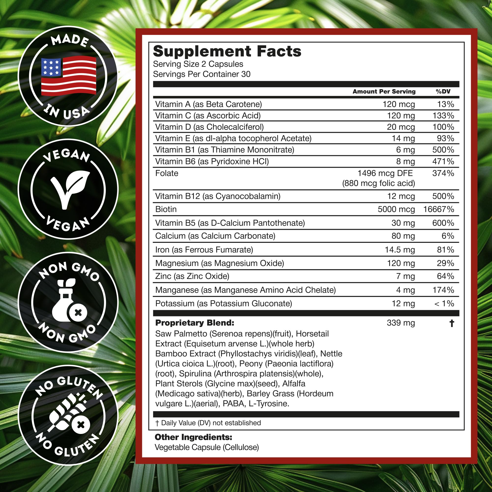 DHT Blocker Hair Growth Supplement – Biotin & Saw Palmetto for Regrowth (Unisex)