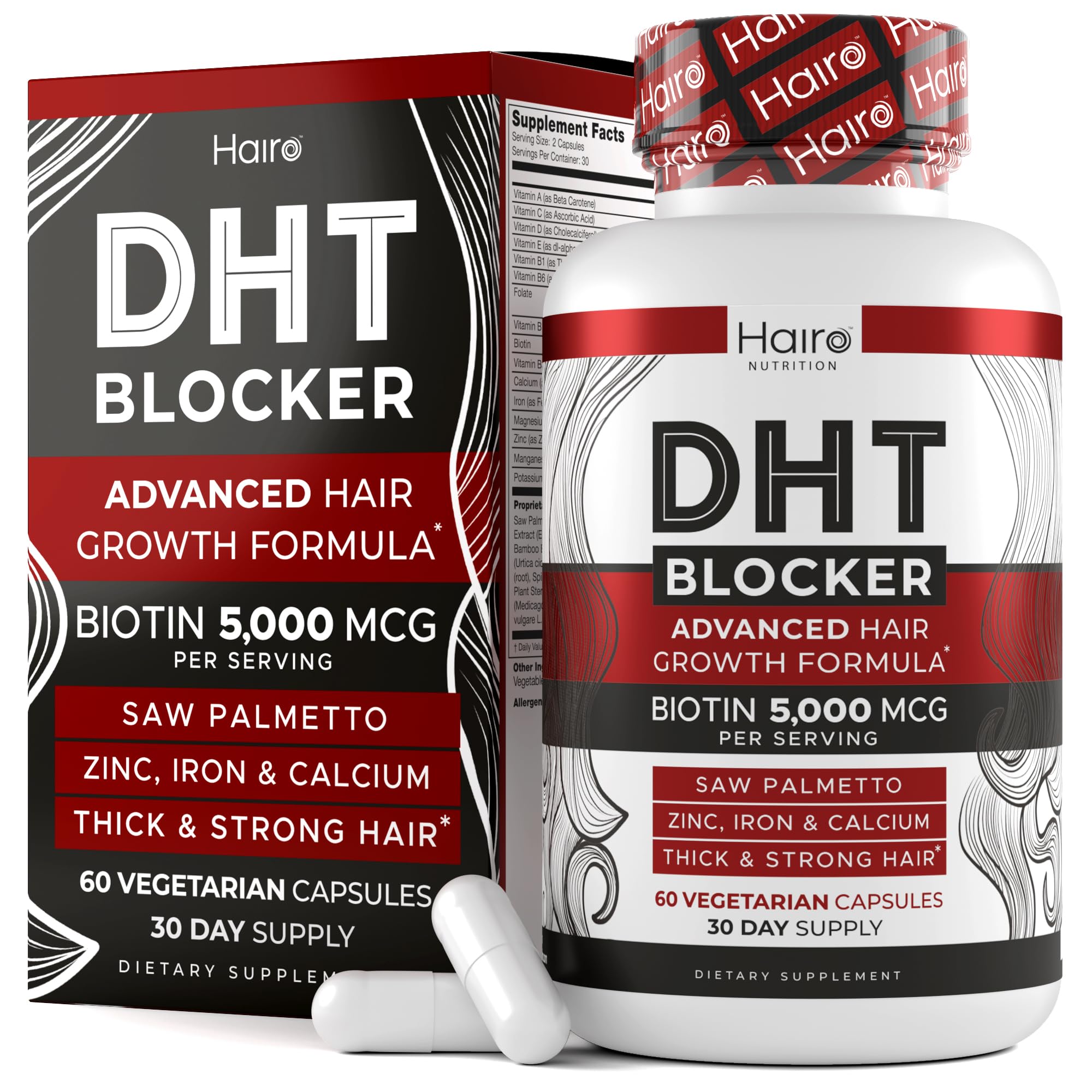 DHT Blocker Hair Growth Supplement – Biotin & Saw Palmetto for Regrowth (Unisex)