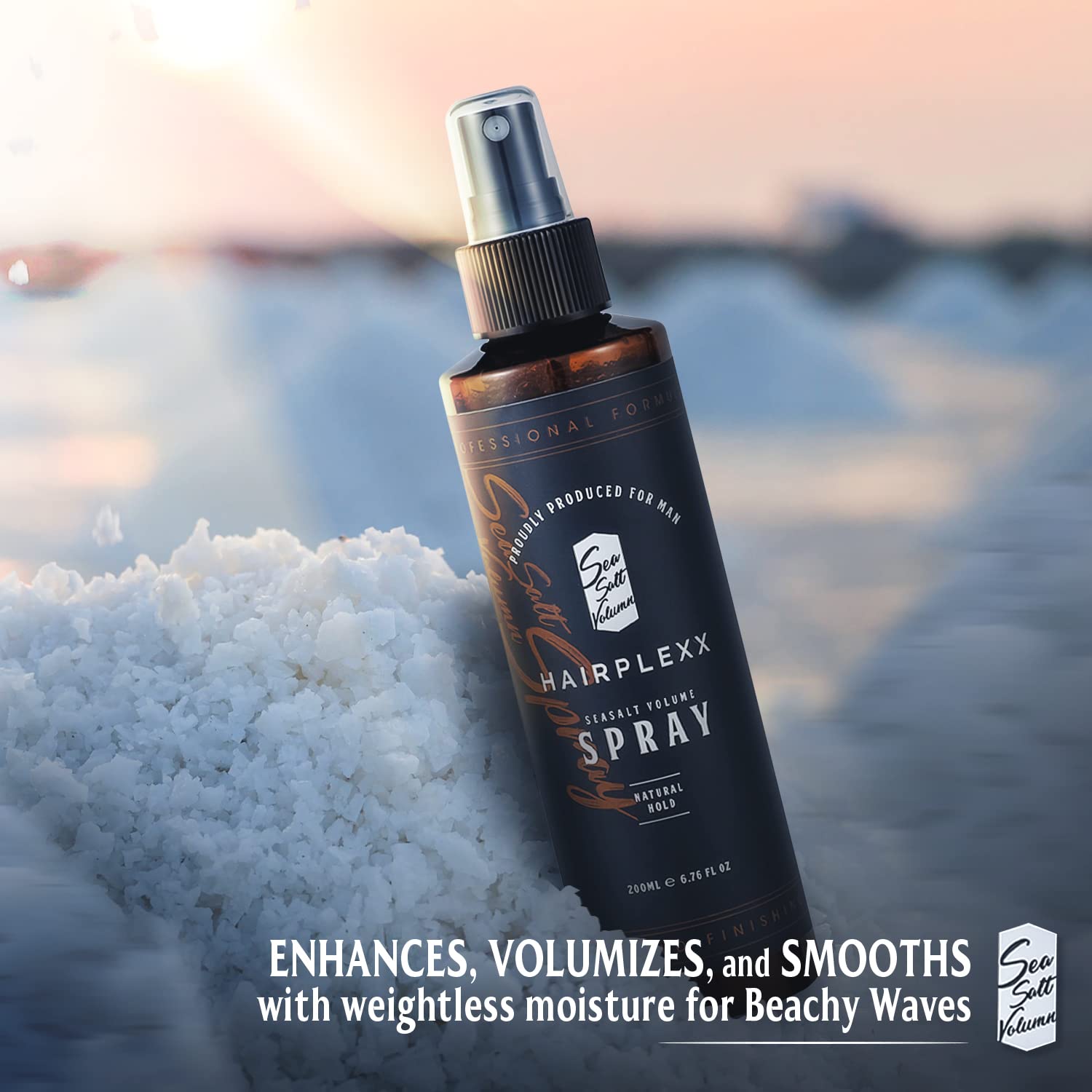 Hairplexx Sea Salt Volume Hair Spray – Natural Thickening, Matte Finish, UV Protection, Paraben Free (6.76 oz, Ocean Fresh)