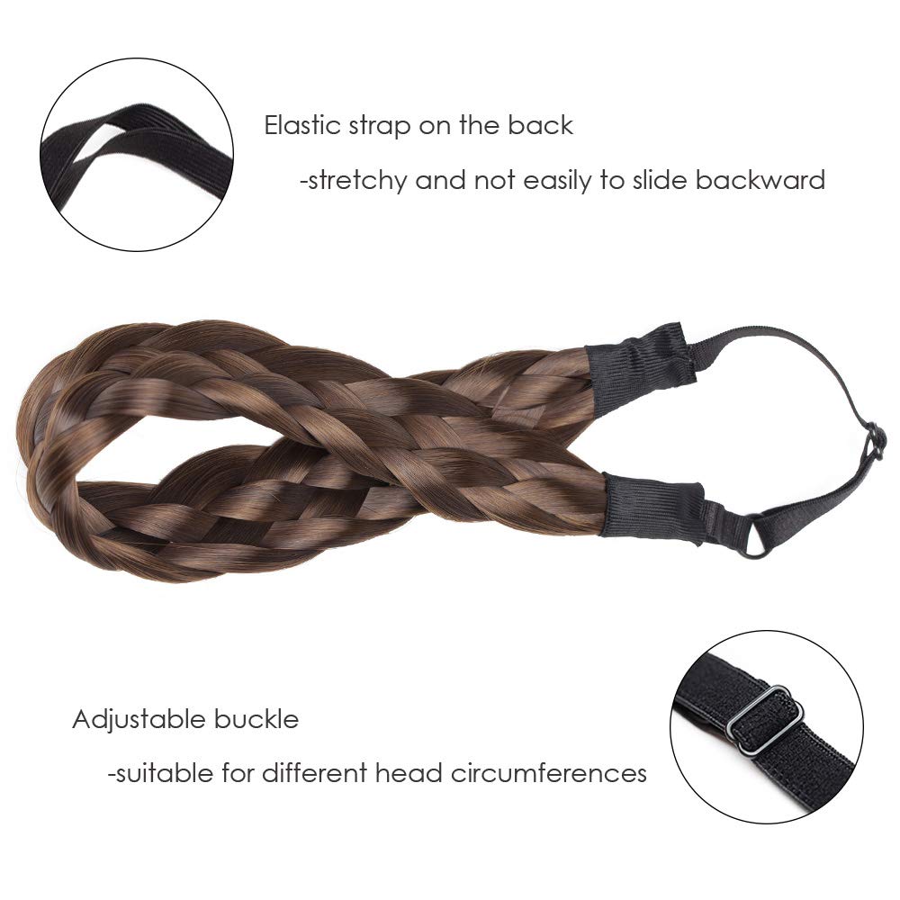 Hairro Braided Headband - Ash Brown 5-Strand Plaited Braid, 50g